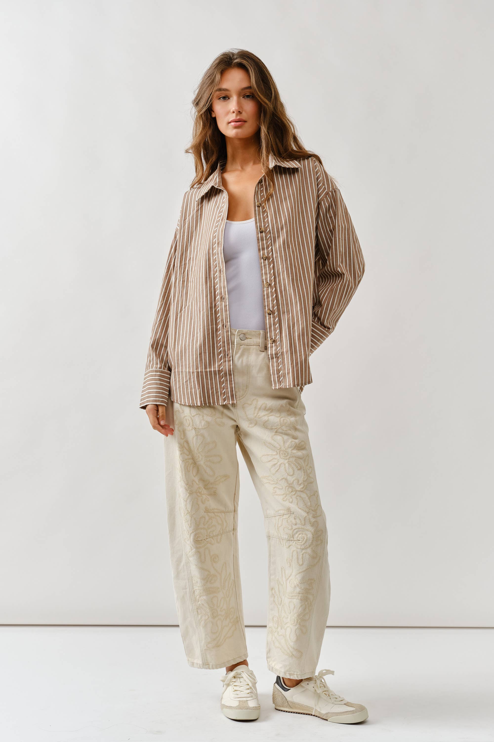 Norah Embroidered Barrel Pants