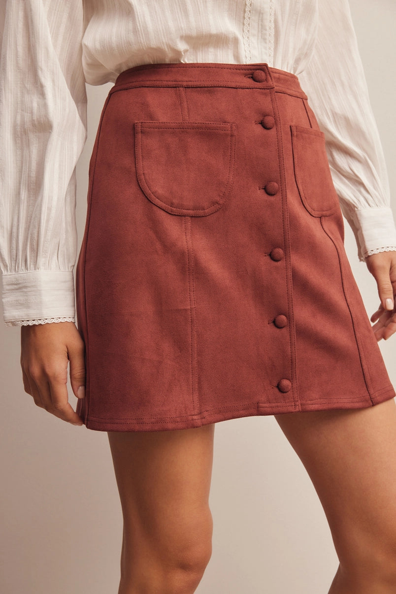 Ruby Front Pocket Suede Mini Skirt
