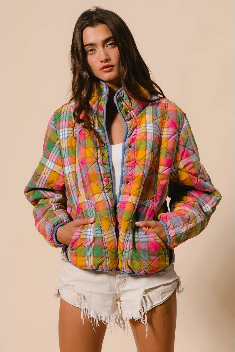 Dahlia Vintage Plaid Quilted Jacket