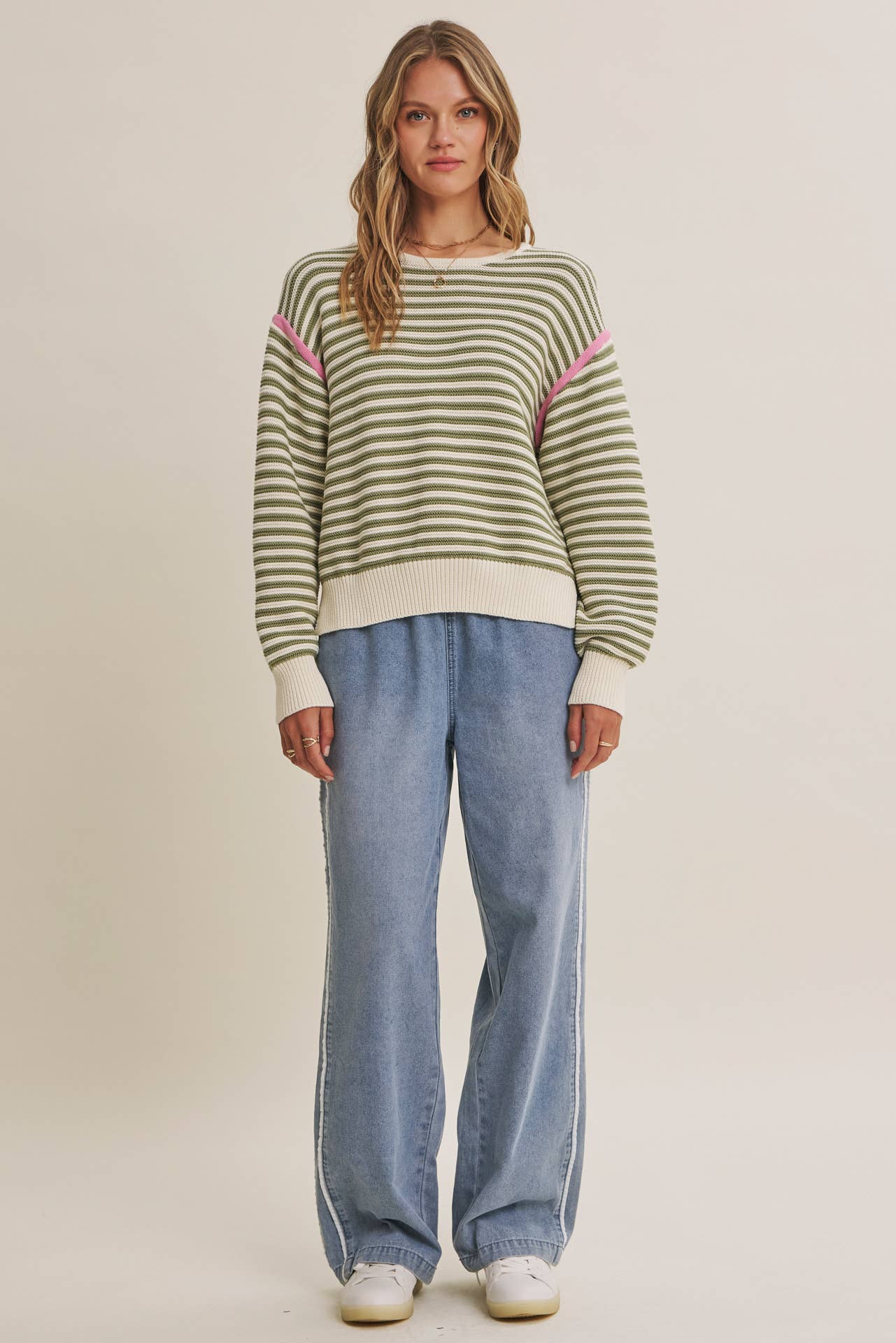 Jade Cotton Striped Sweater
