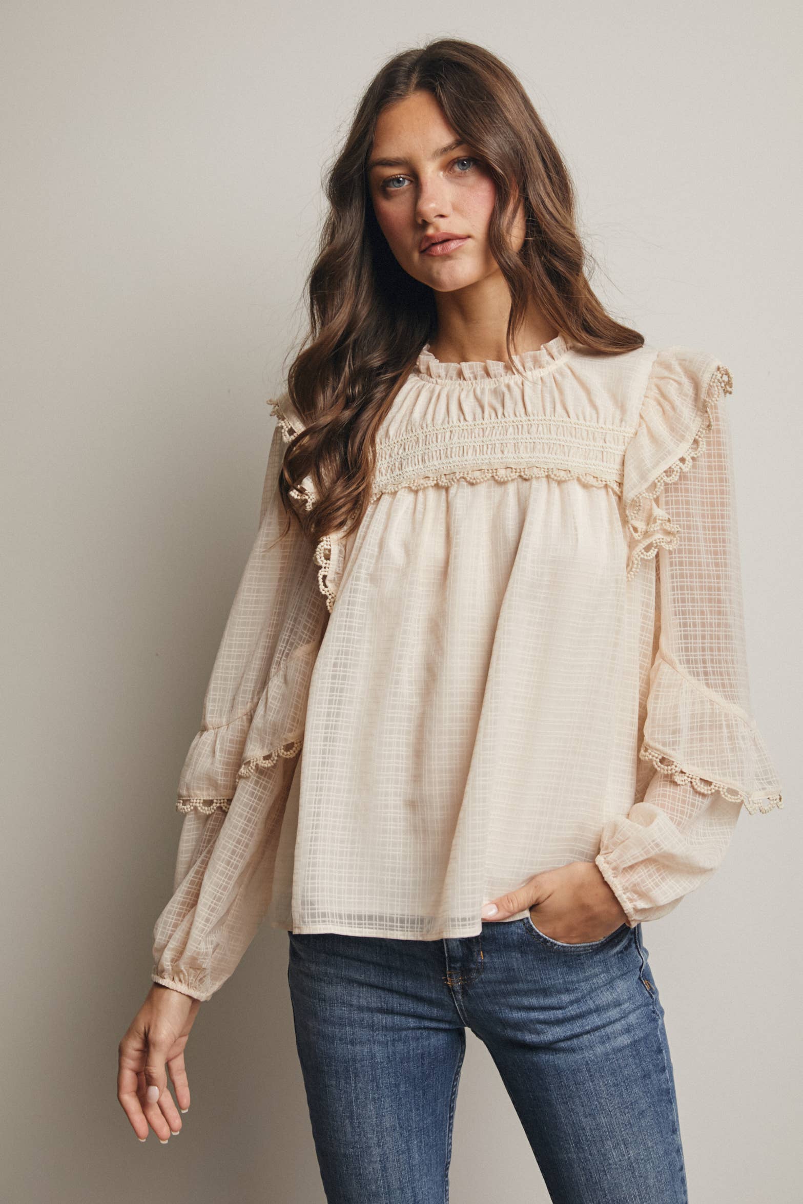 Hattie Lace Trim Blouse
