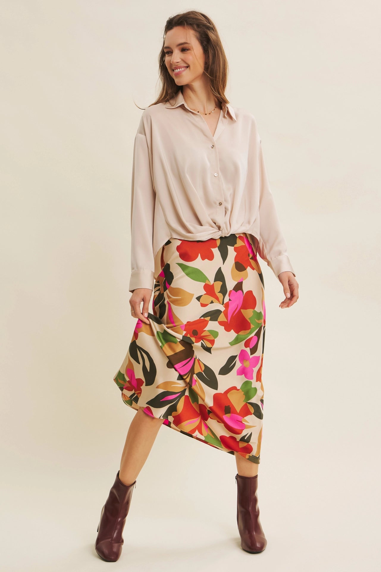 Bianca Knotted Satin Shirt