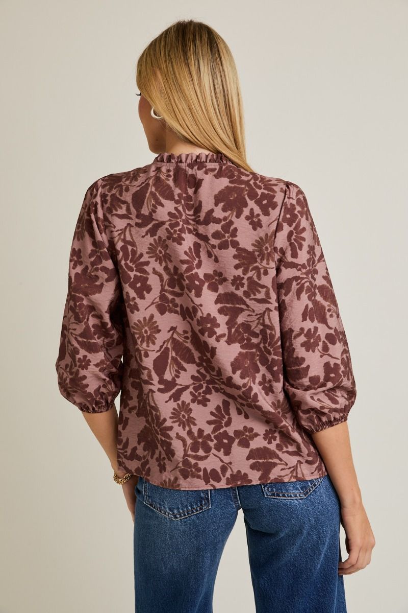 Kayla Floral Keyhole Top