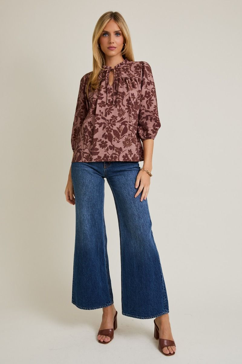 Kayla Floral Keyhole Top