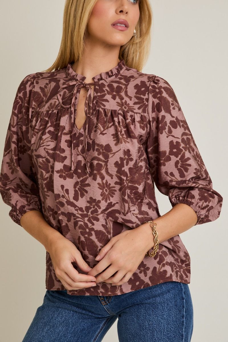 Kayla Floral Keyhole Top