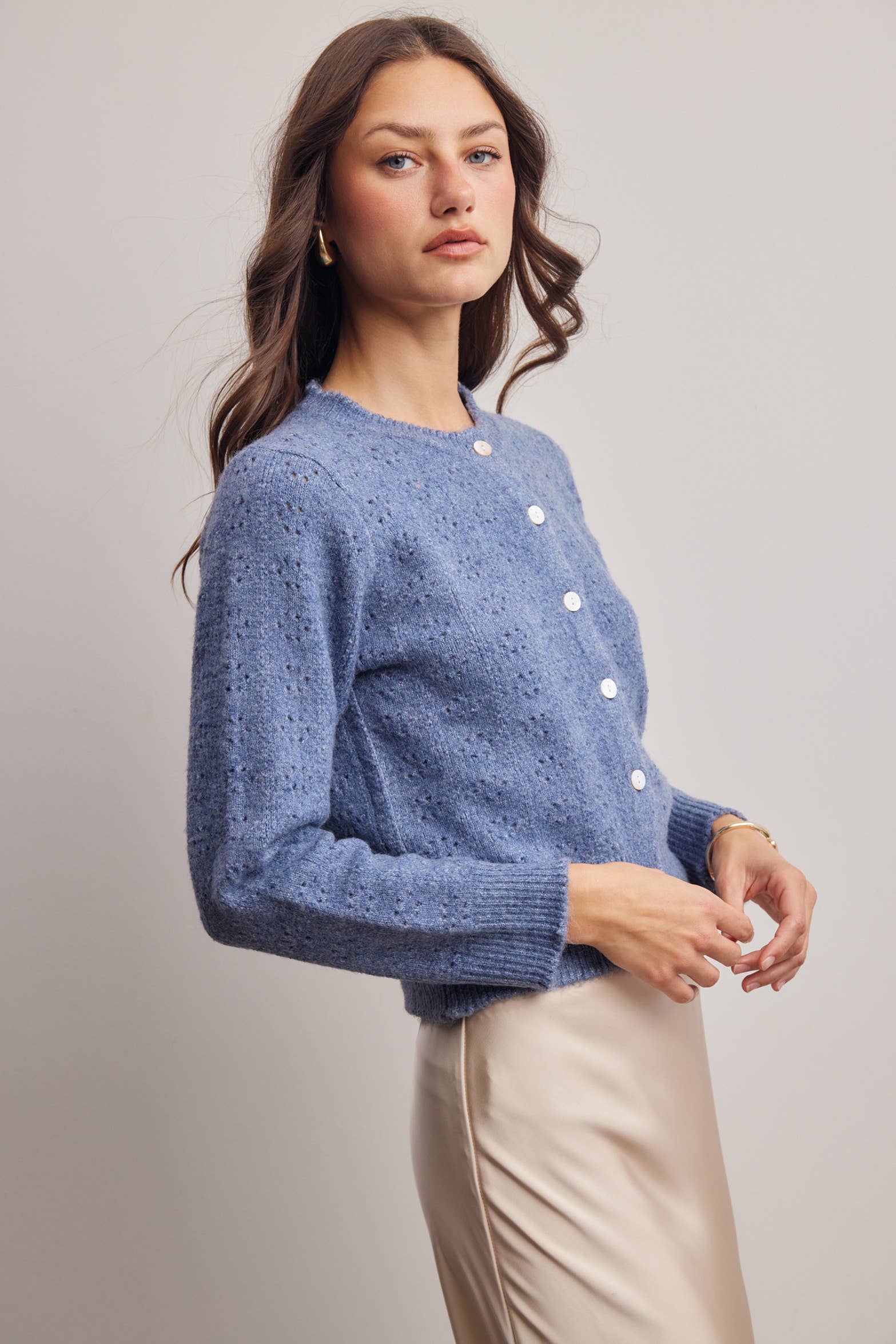 Kasey Pointelle Knit Cardigan