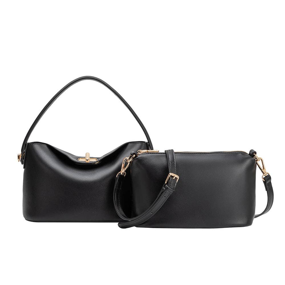 Lana Black Recycled Vegan Leather Crossbody Bag