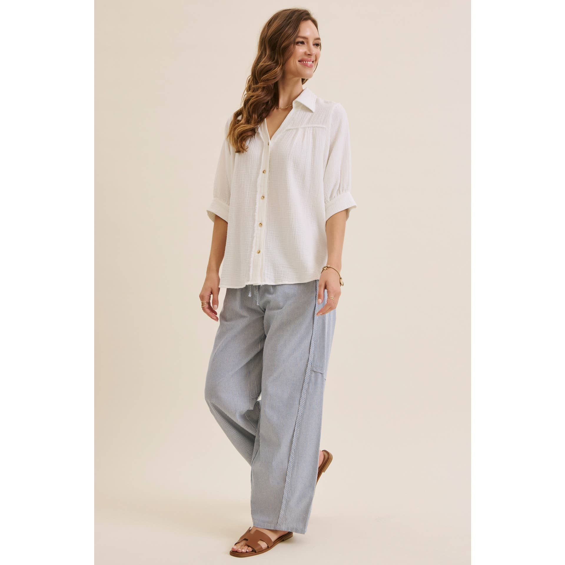 Maya Striped Barrel Pants