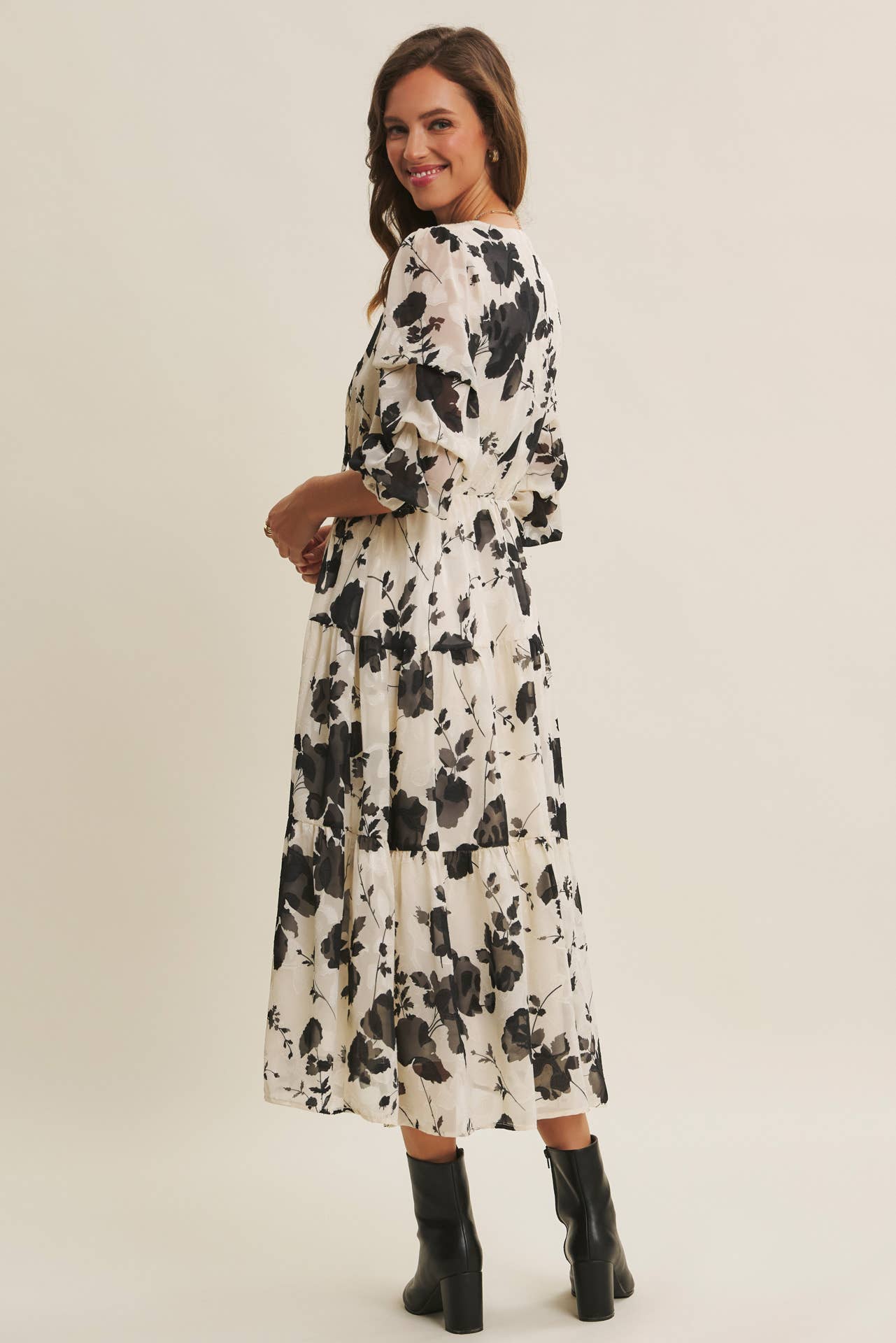 Lauren Jacquard Floral Maxi Dress