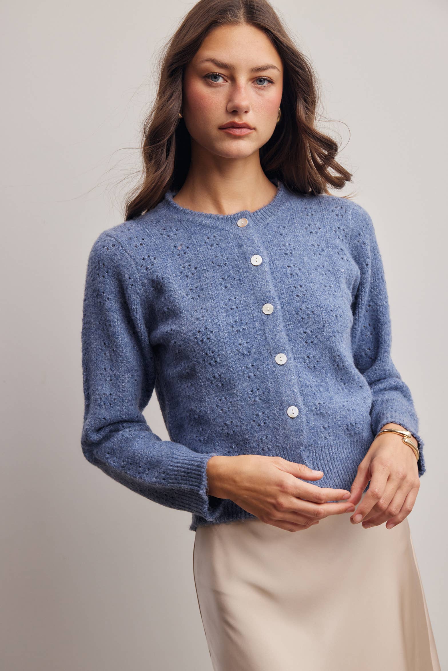Kasey Pointelle Knit Cardigan