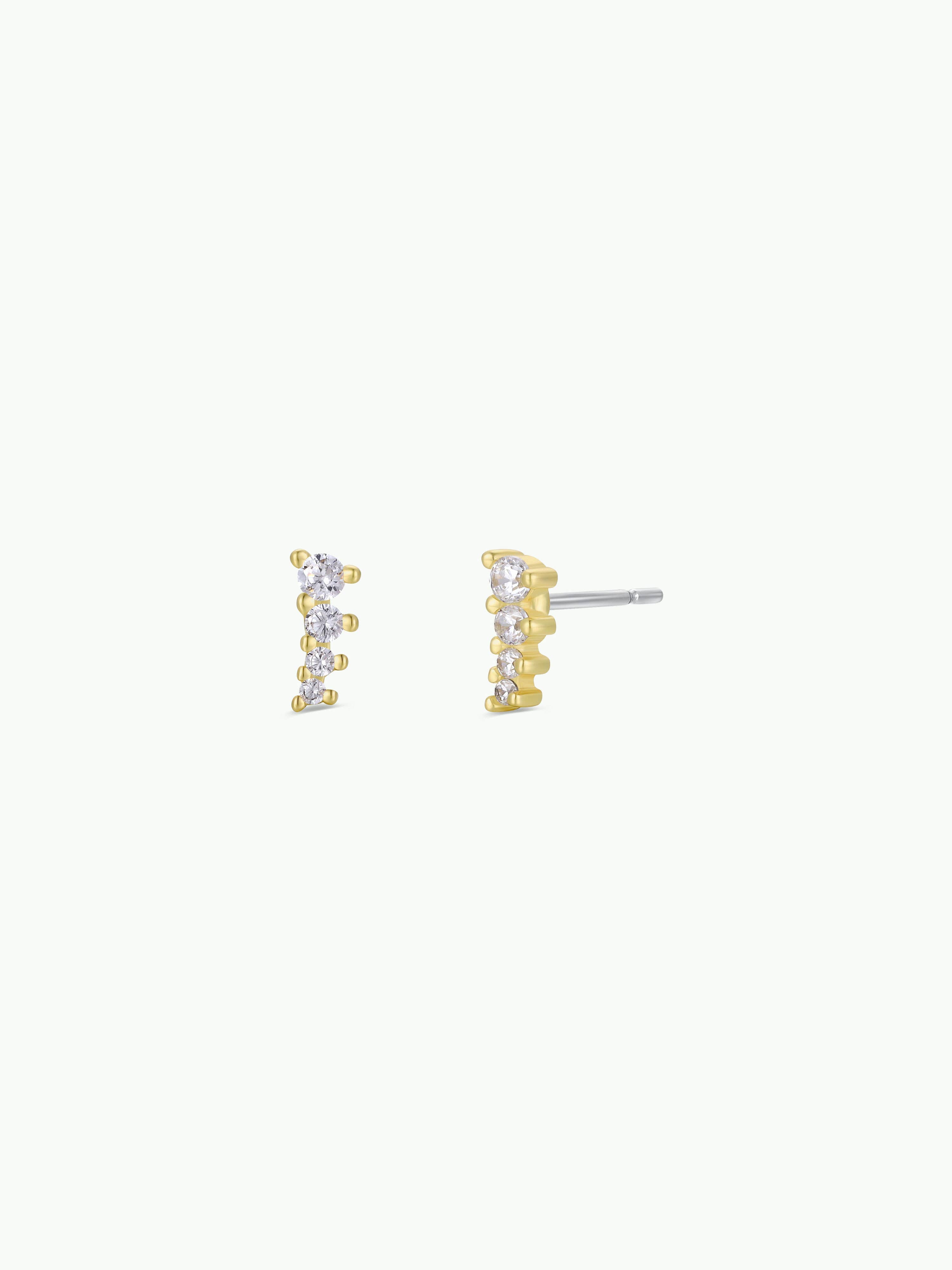 Mini Crawler CZ Gold Earrings