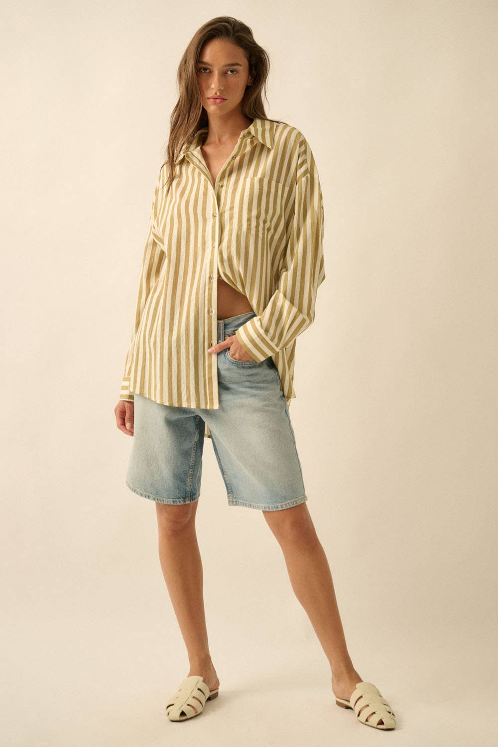 Savannah Oversized Striped Button Down