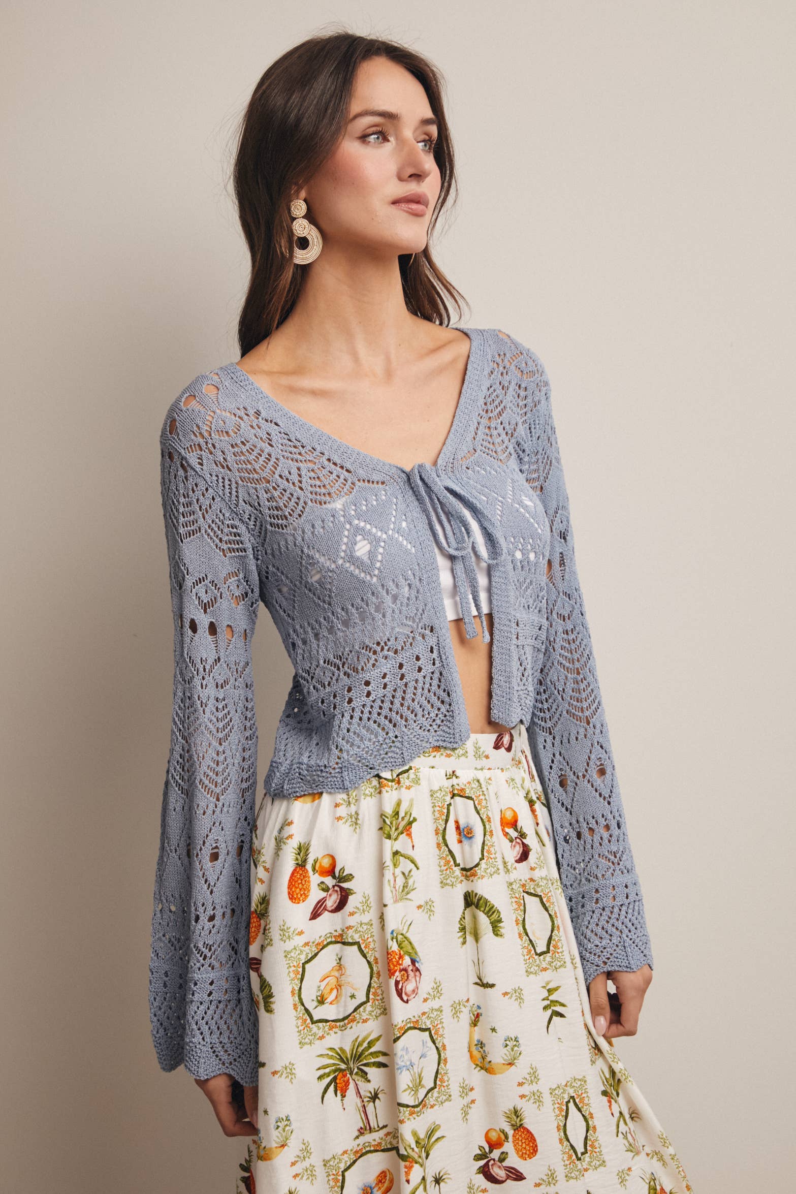 Bella Crochet Tie-Front Cardigan