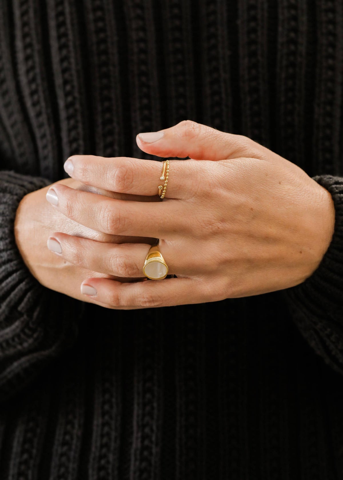 Gold Mother of Pearl Signet Ring