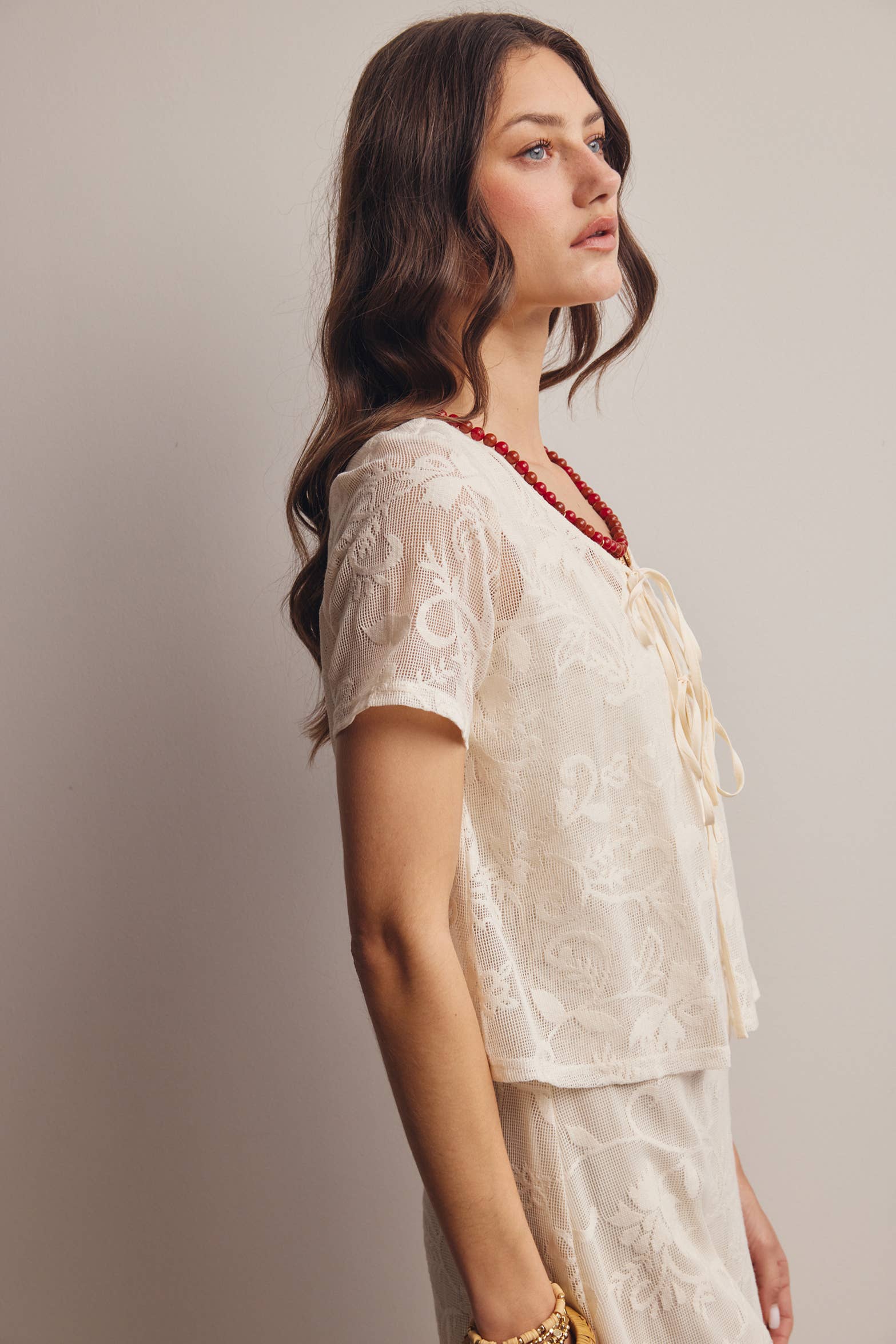 Zara Lace Tie-Front Top