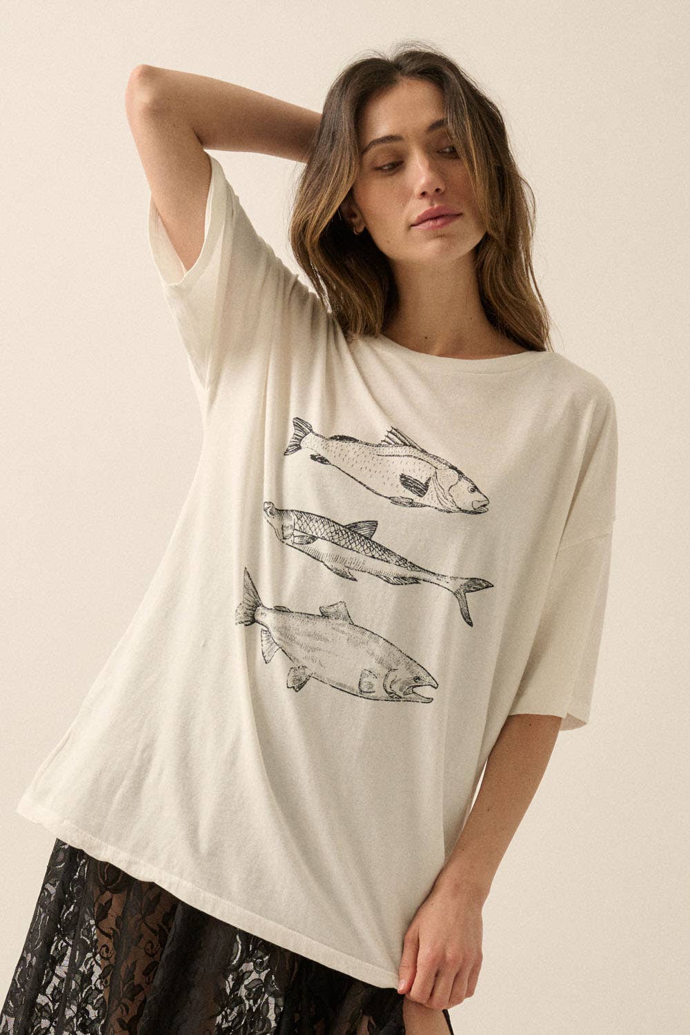 Fishes Vintage Oversized Graphic Tee