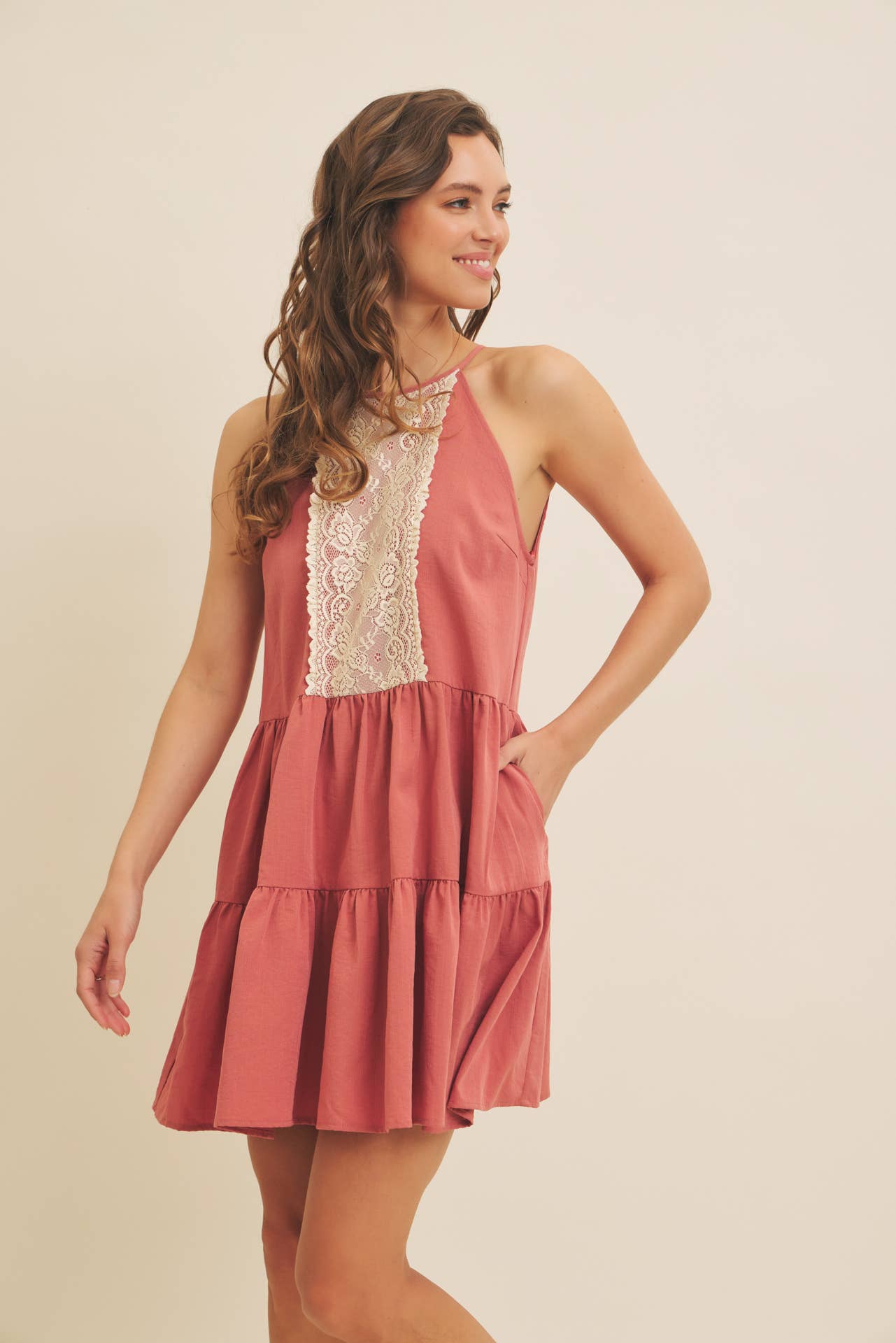 Lyla Lace Halter Mini Dress