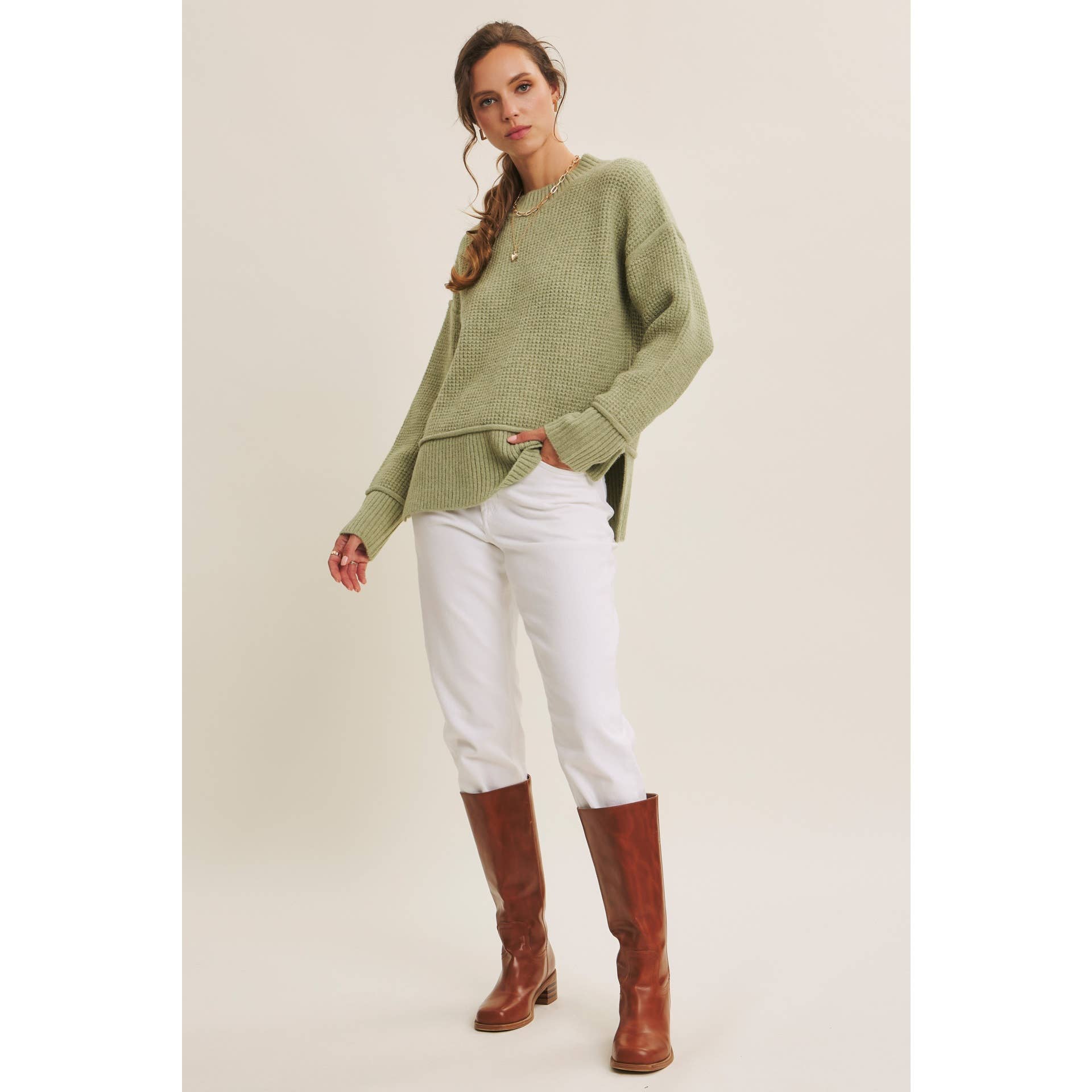 Natasha Brushed Waffle Sweater