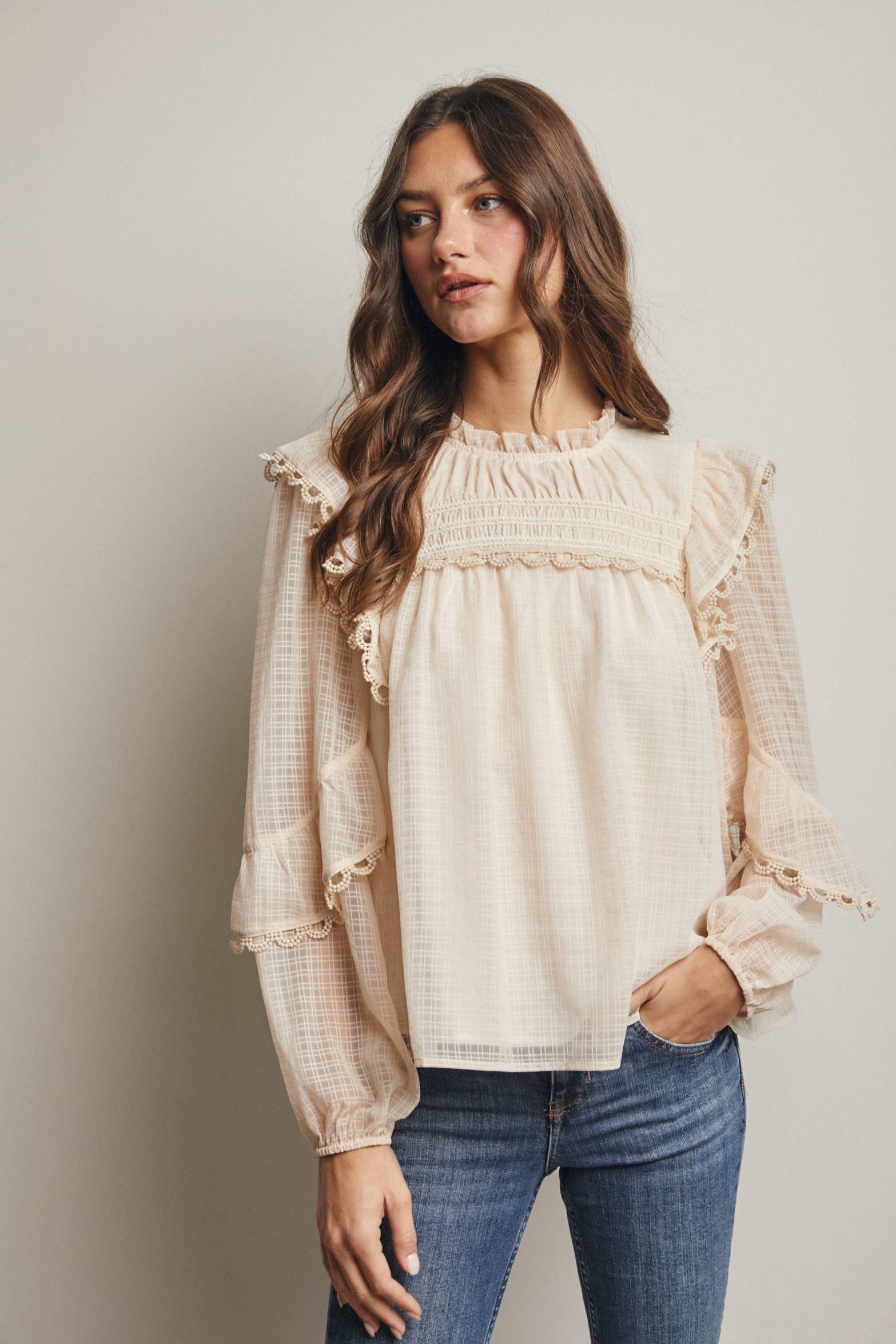 Hattie Lace Trim Blouse