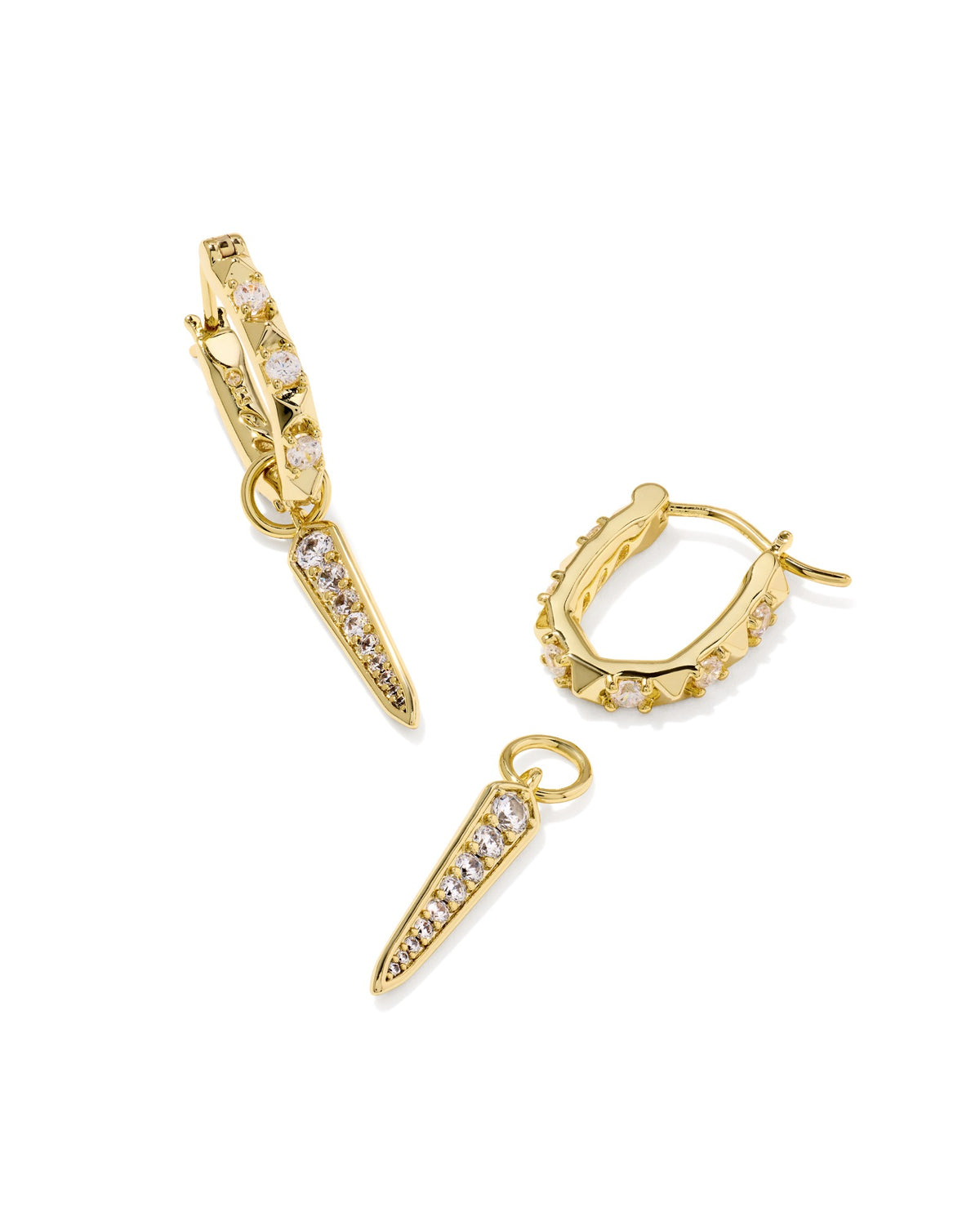 Fate Gold Huggie Earrings - White CZ