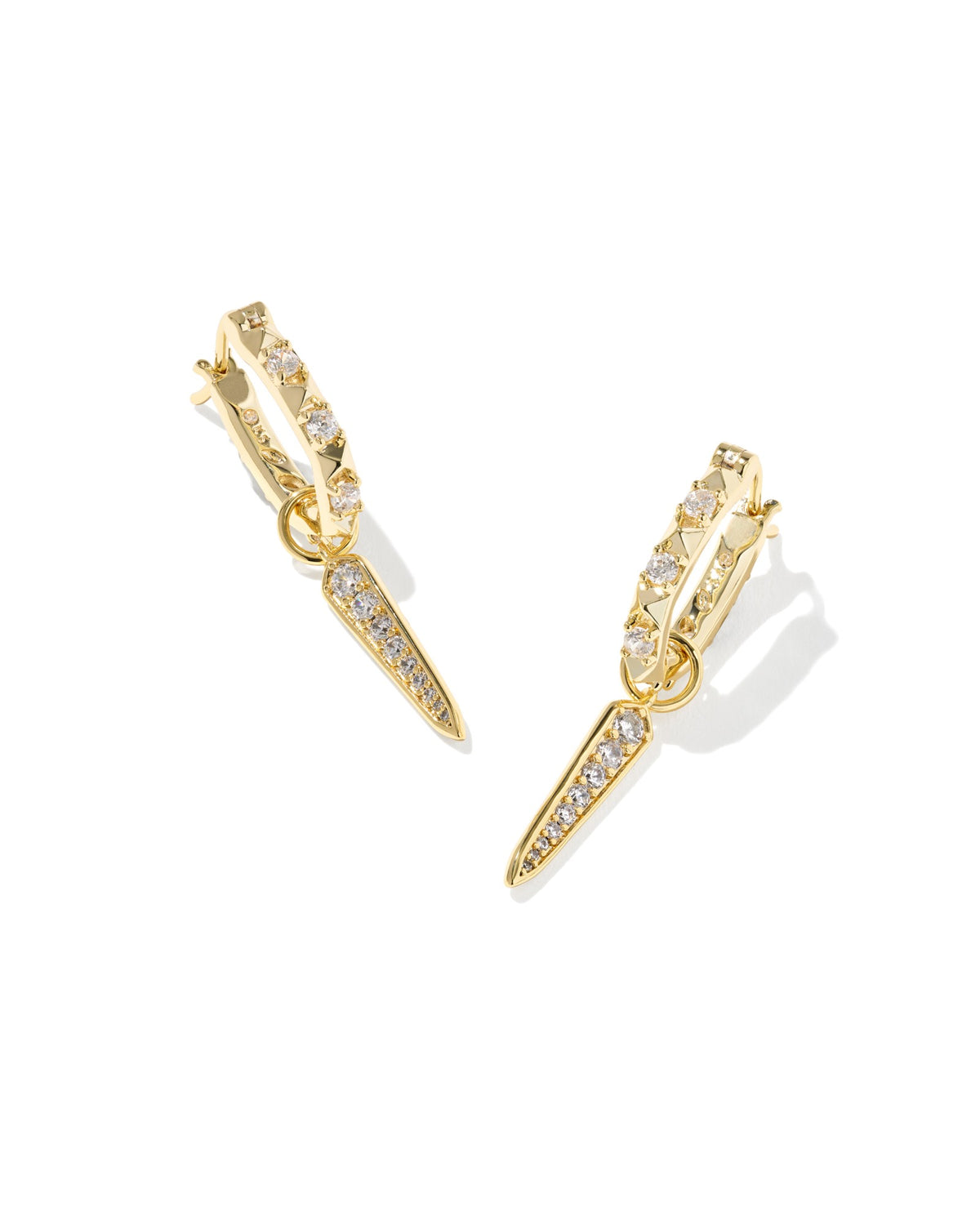 Fate Gold Huggie Earrings - White CZ