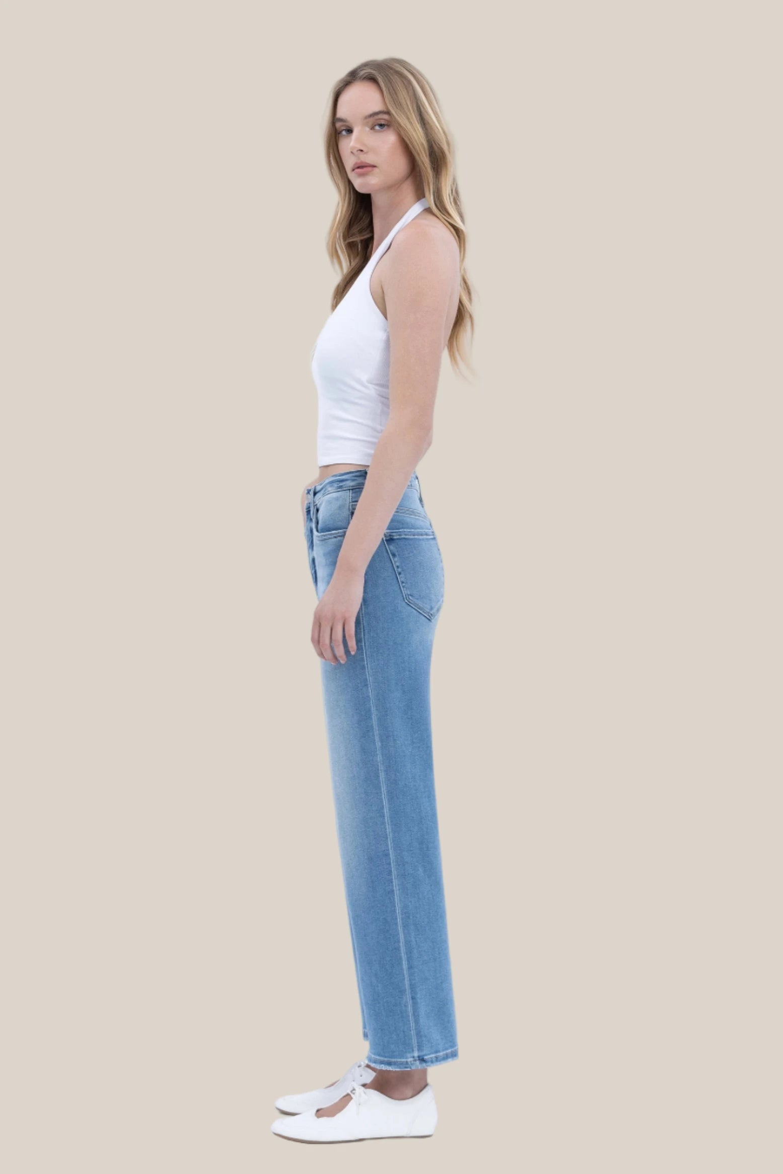 Anna High Rise Cropped Wide Leg Jeans