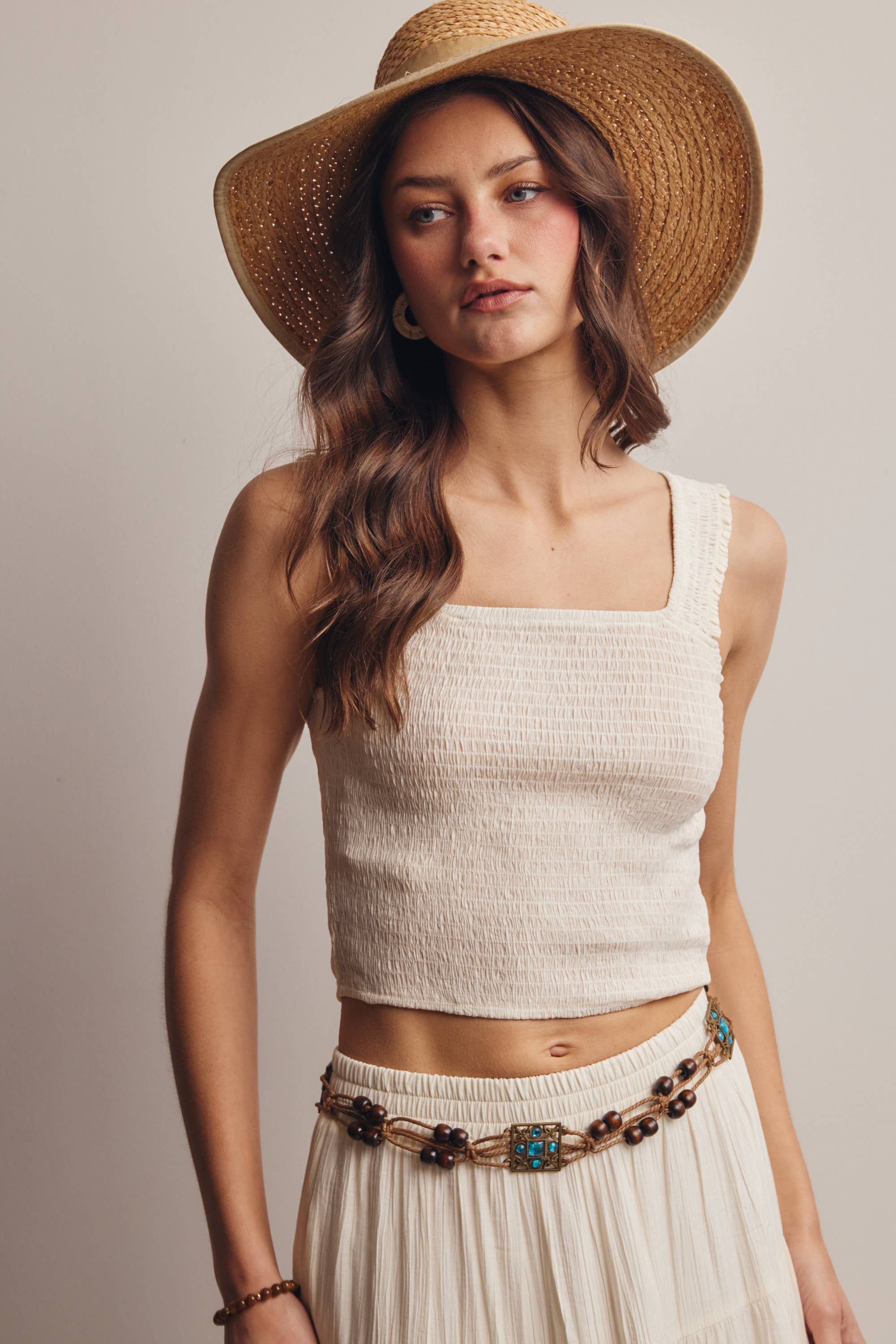 Vera Smocked Crop Tank