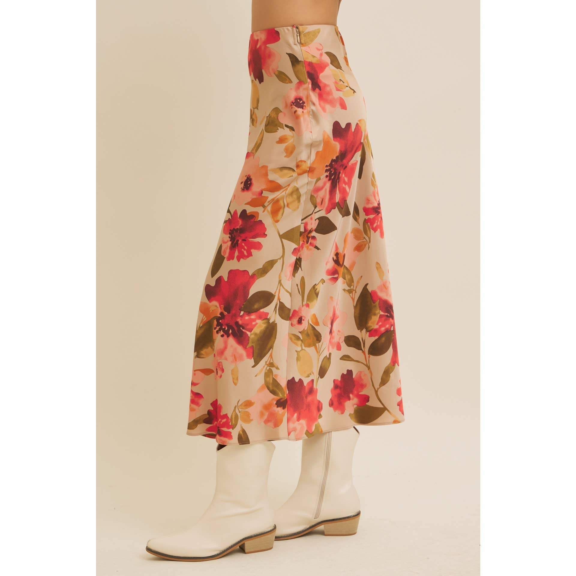 Jocelyn Floral Satin Maxi Skirt