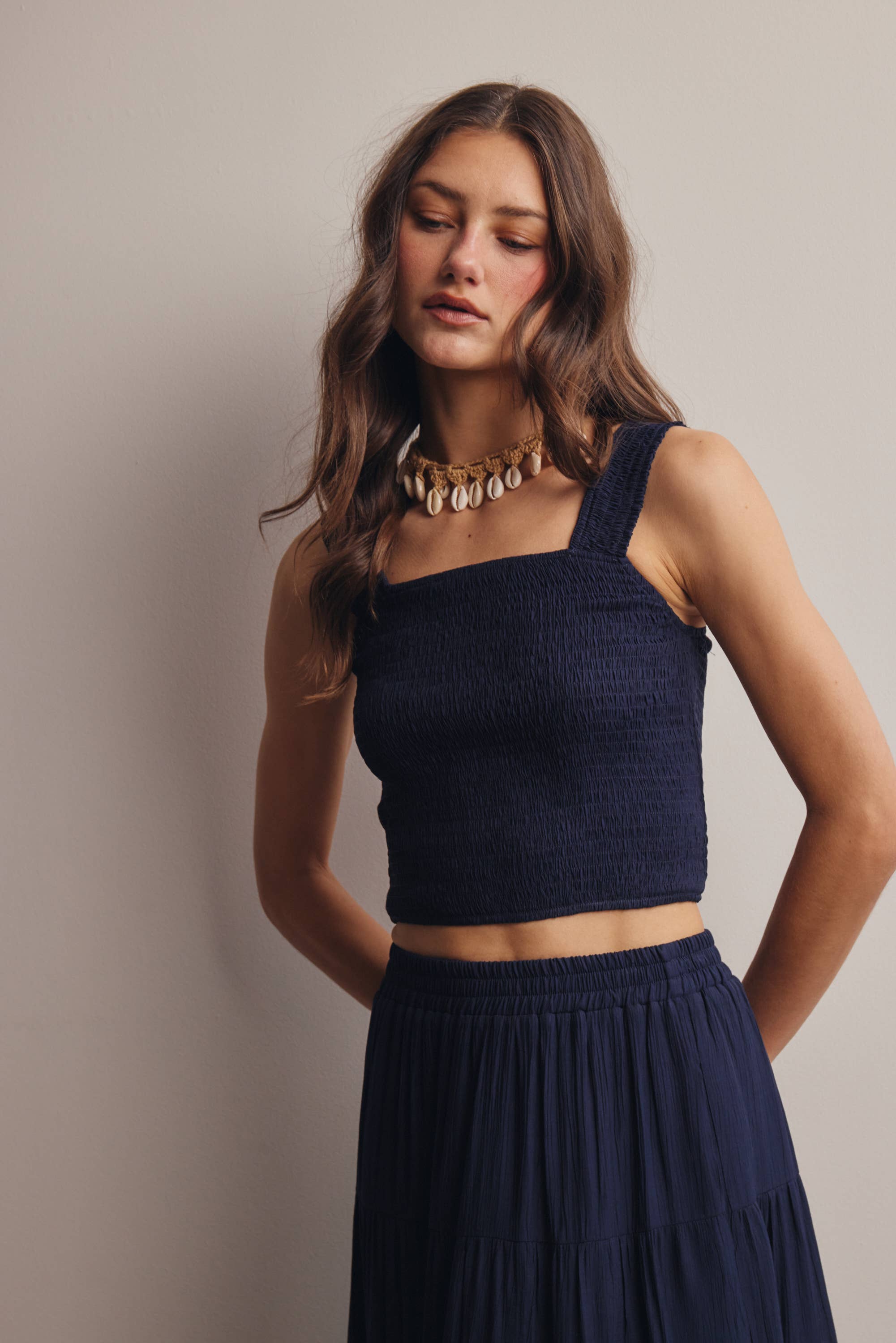 Vera Smocked Crop Tank