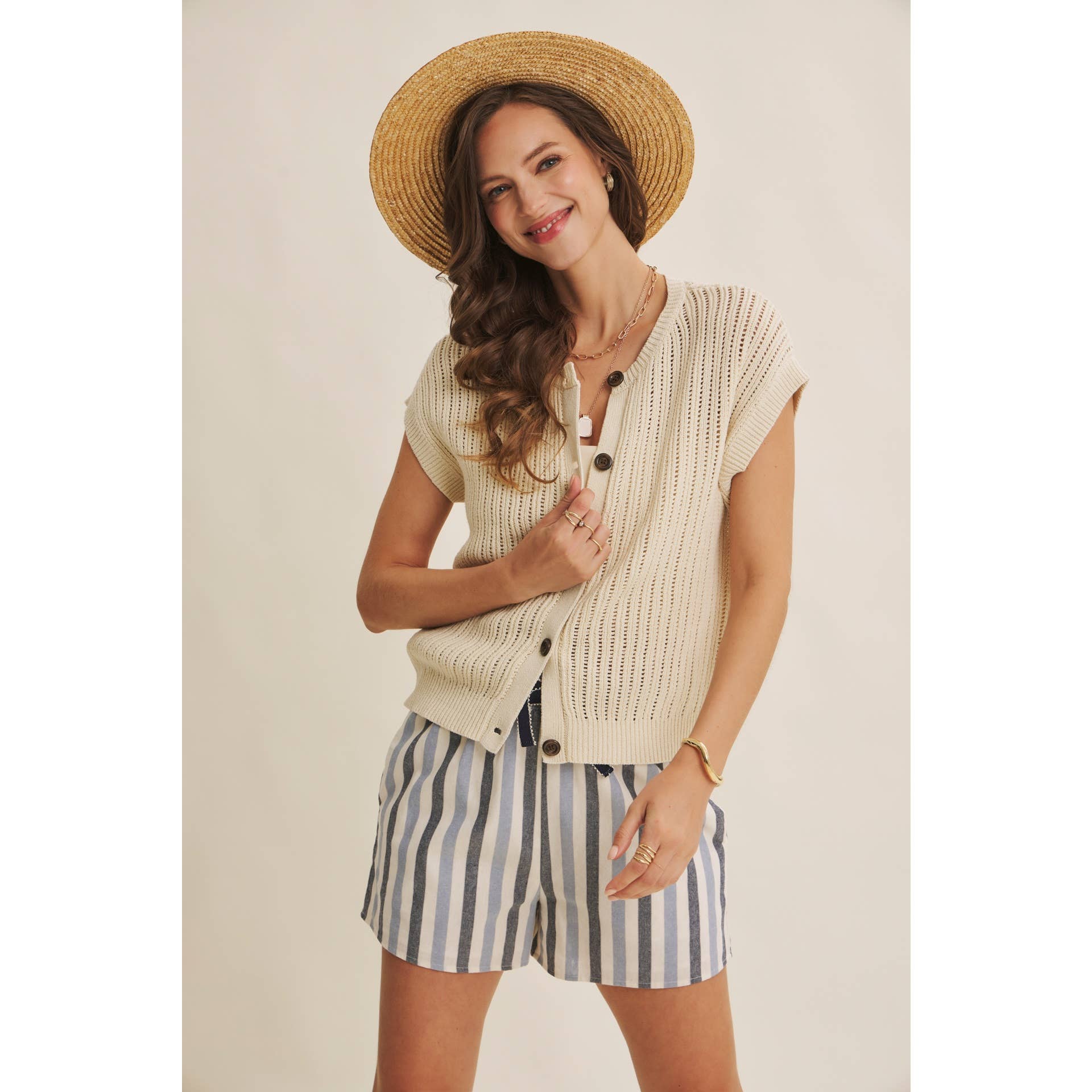 Bri Button Down Sweater Tee