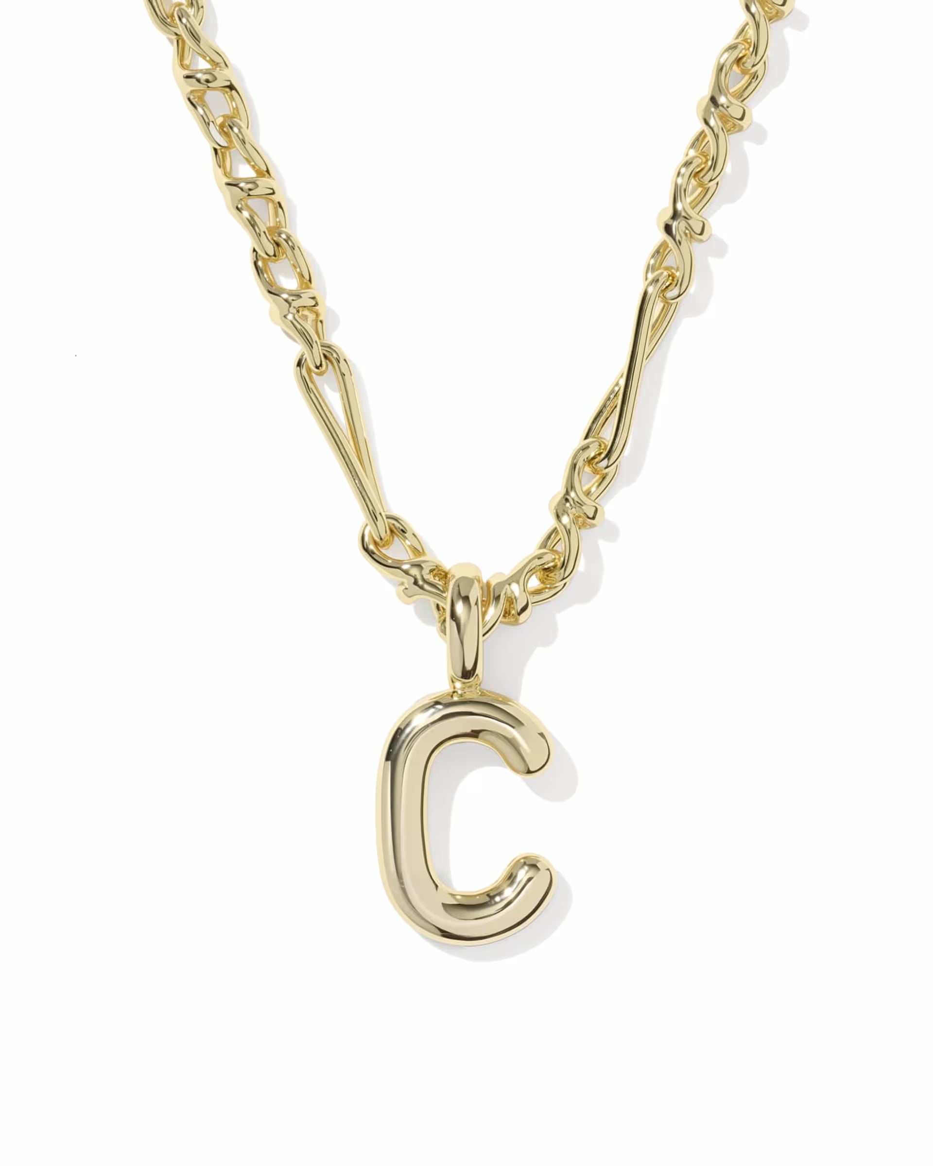 Bubble Letter Gold Short Pendant Necklace