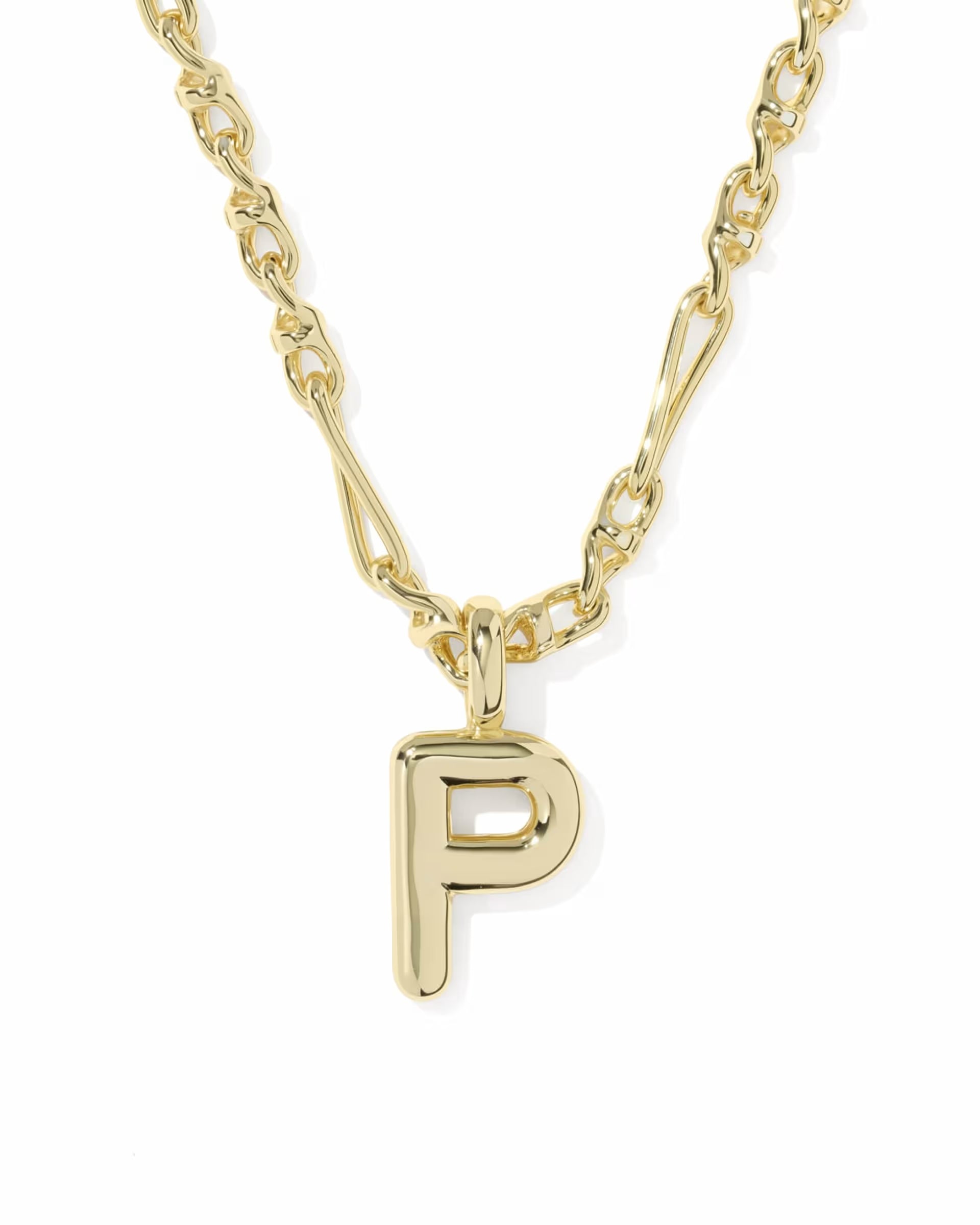 Bubble Letter Gold Short Pendant Necklace