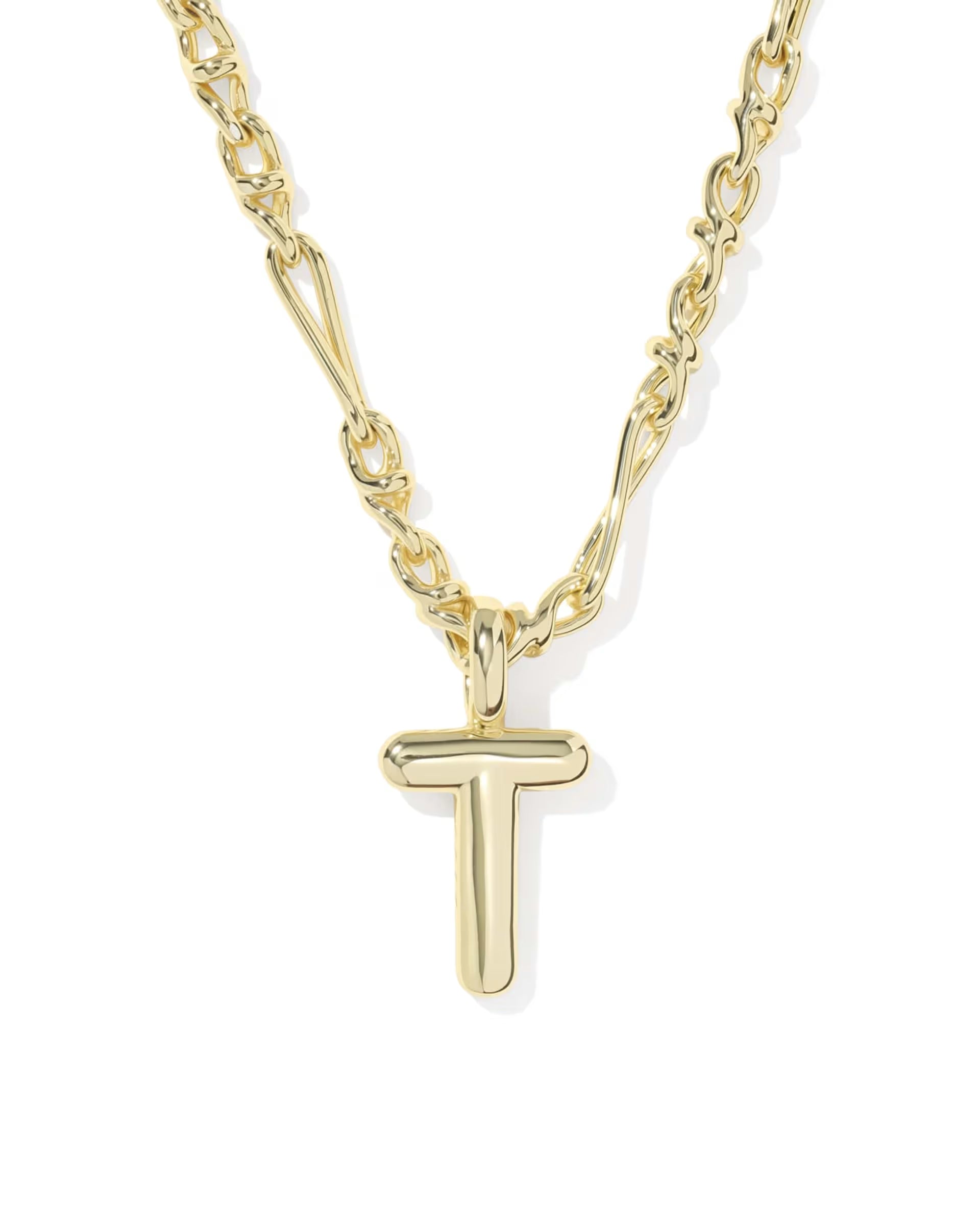 Bubble Letter Gold Short Pendant Necklace