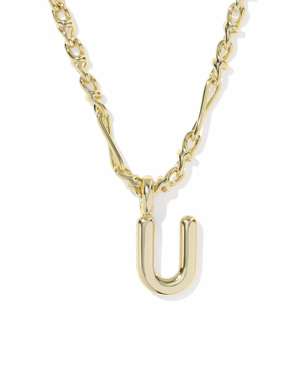 Bubble Letter Gold Short Pendant Necklace