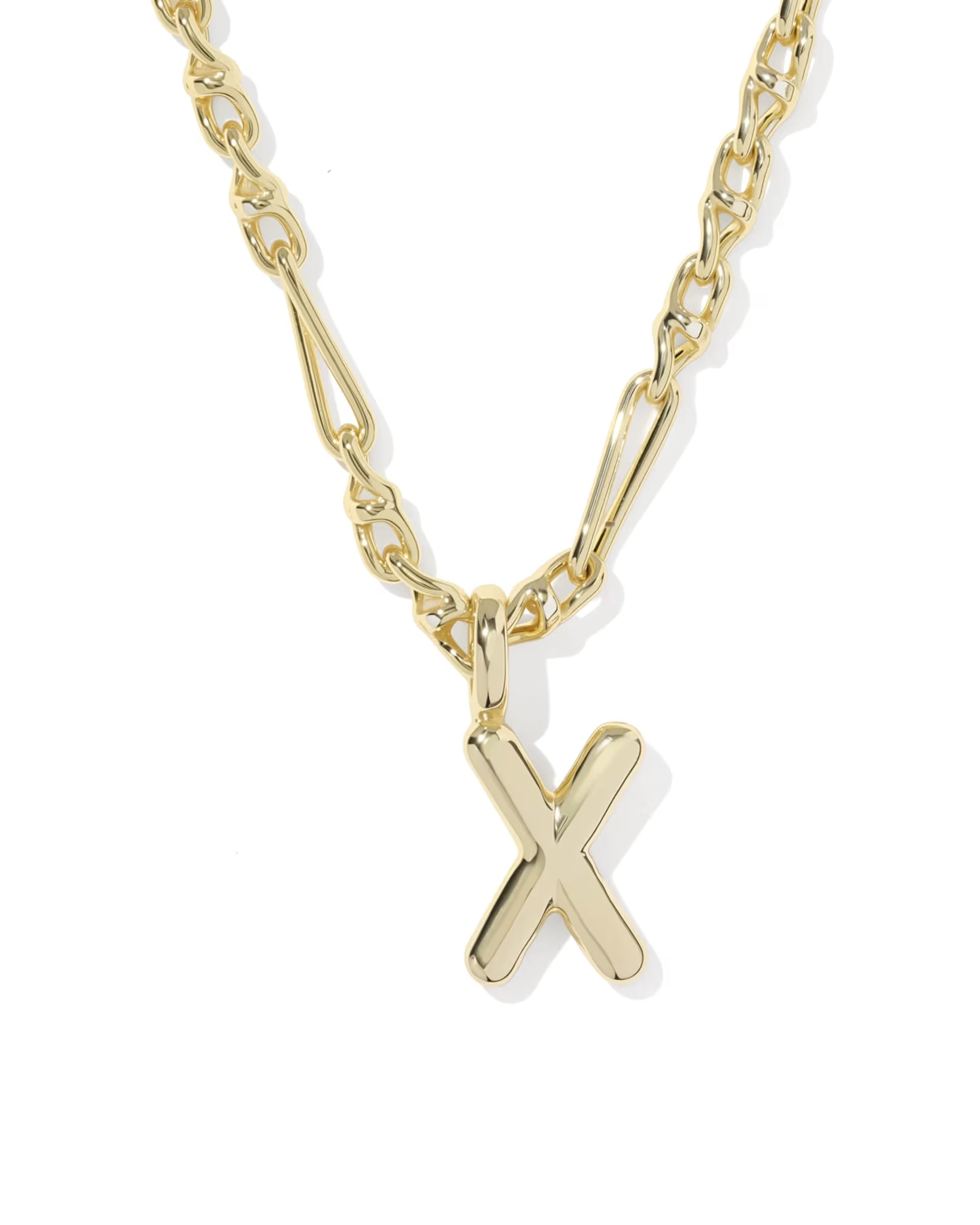 Bubble Letter Gold Short Pendant Necklace