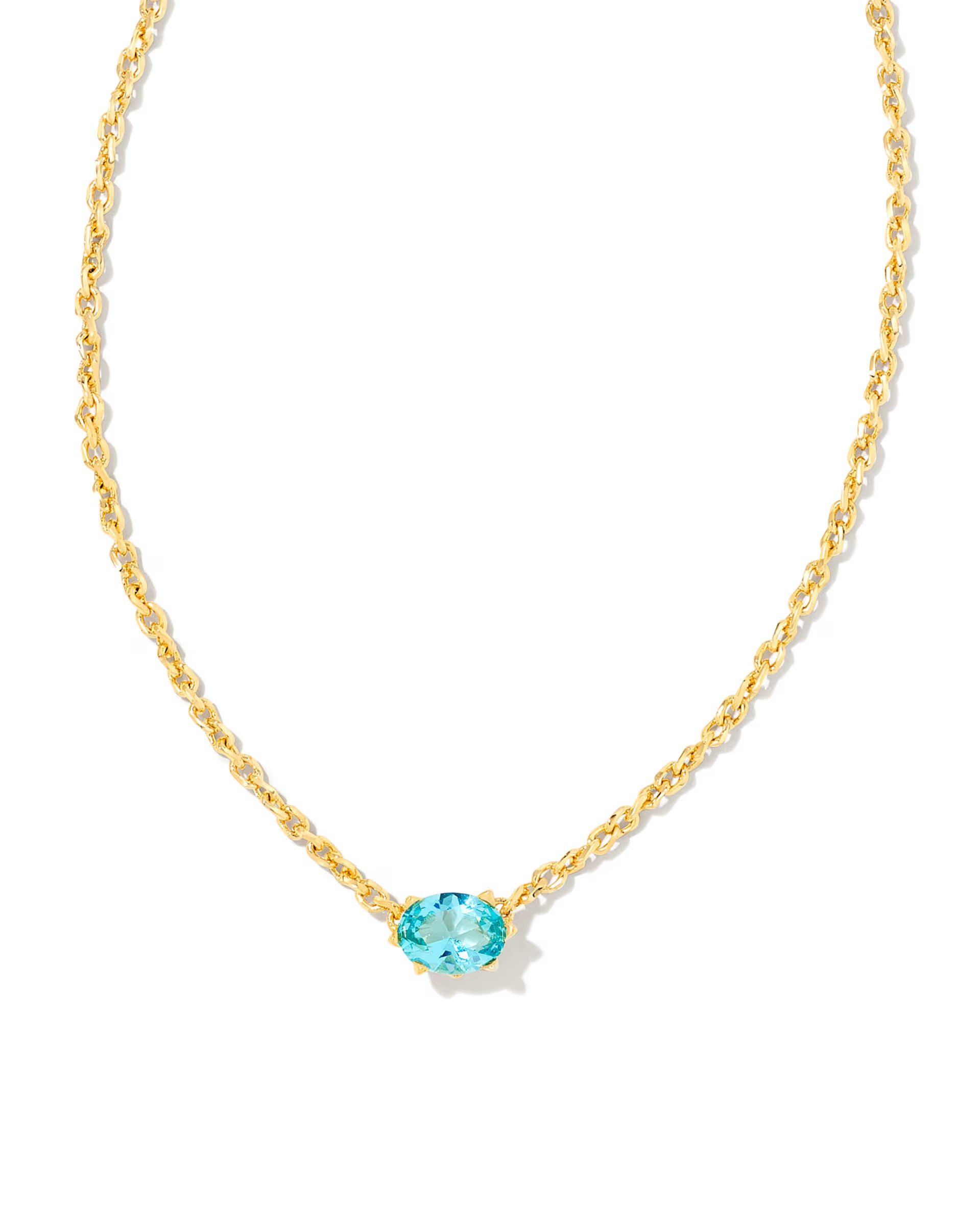 Cailin Gold Pendant Necklace - Aqua Crystal