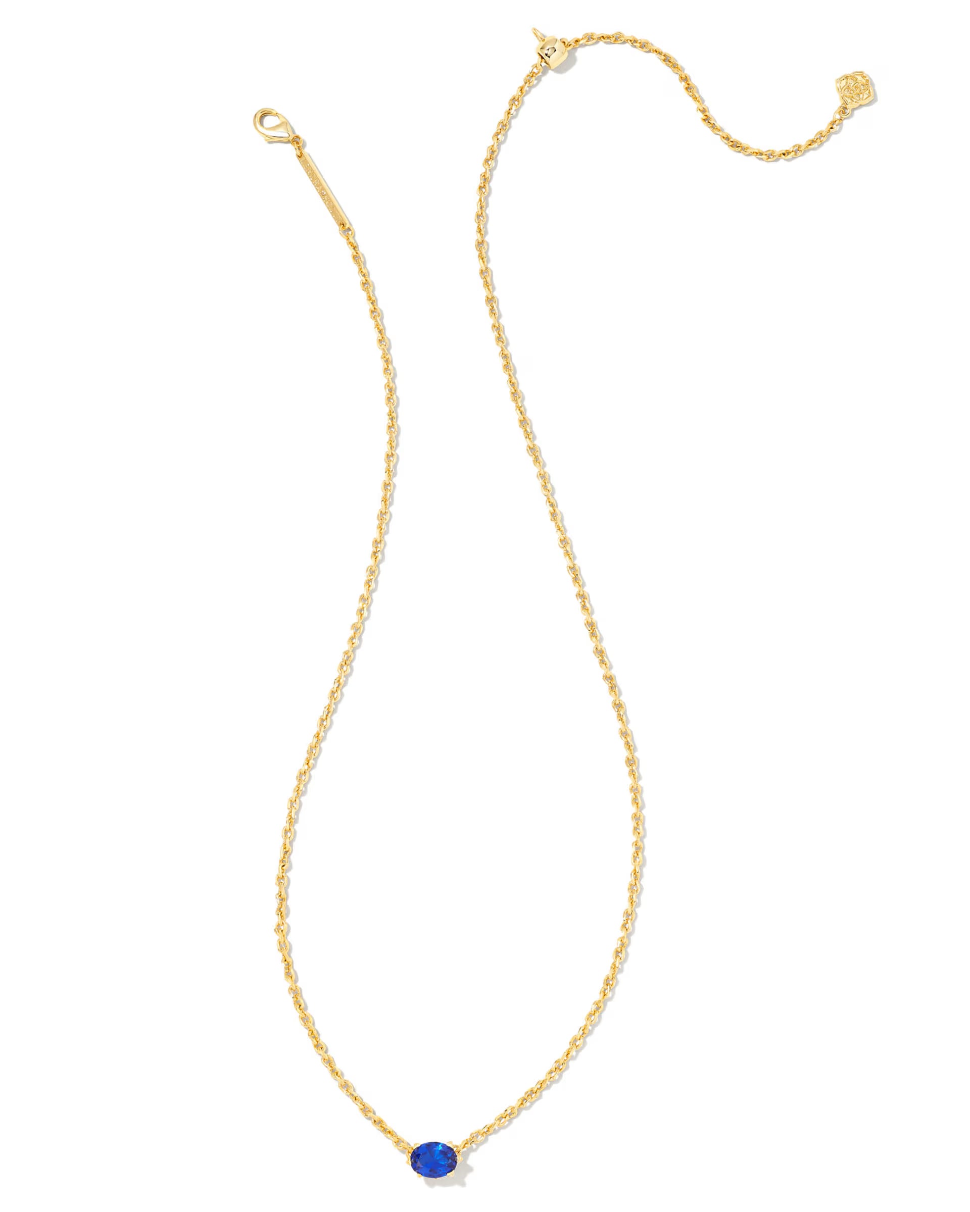 Cailin Gold Pendant Necklace - Blue Crystal