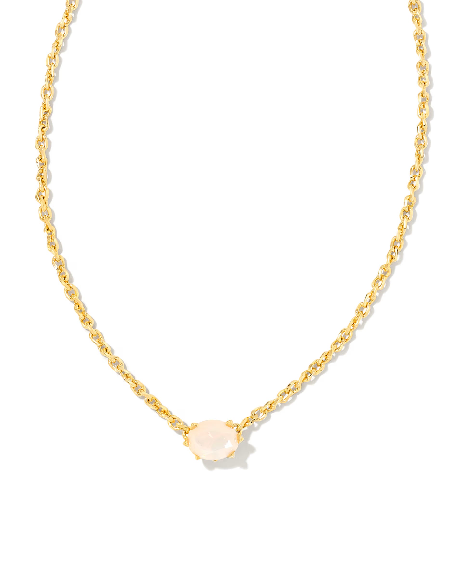 Cailin Gold Pendant Necklace - White Iridescent Crystal