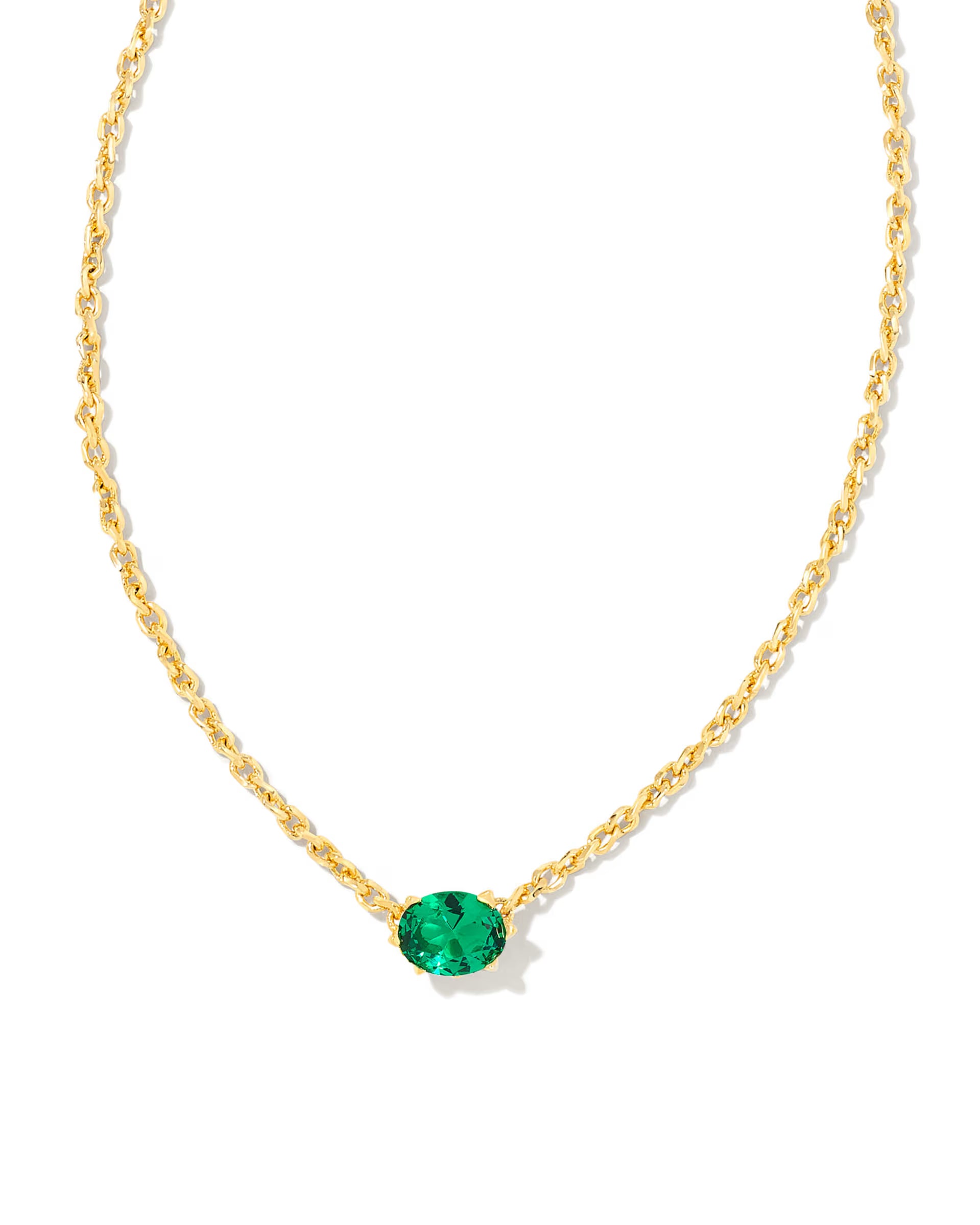 Cailin Gold Pendant Necklace - Green Crystal