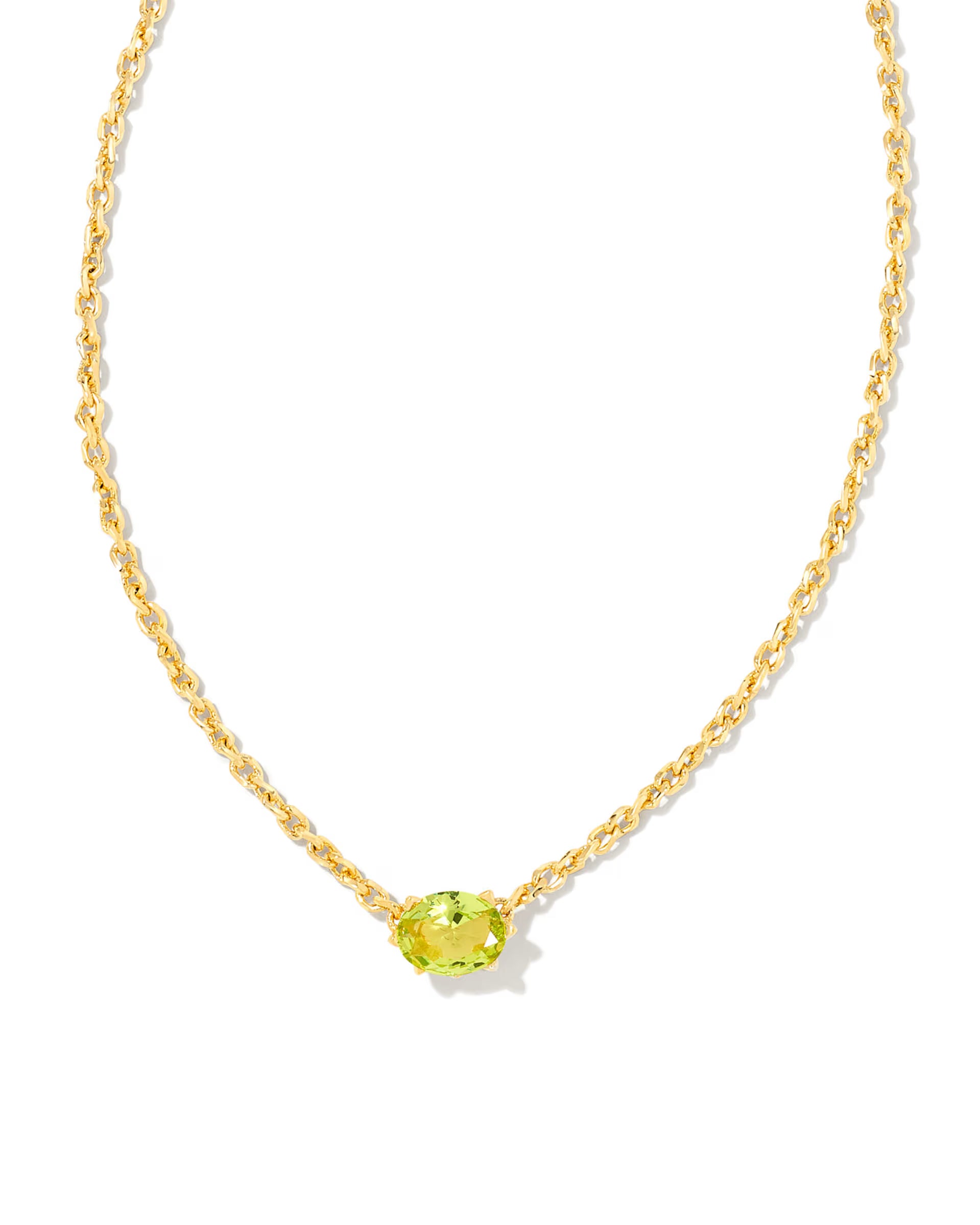 Cailin Gold Pendant Necklace - Light Green Crystal