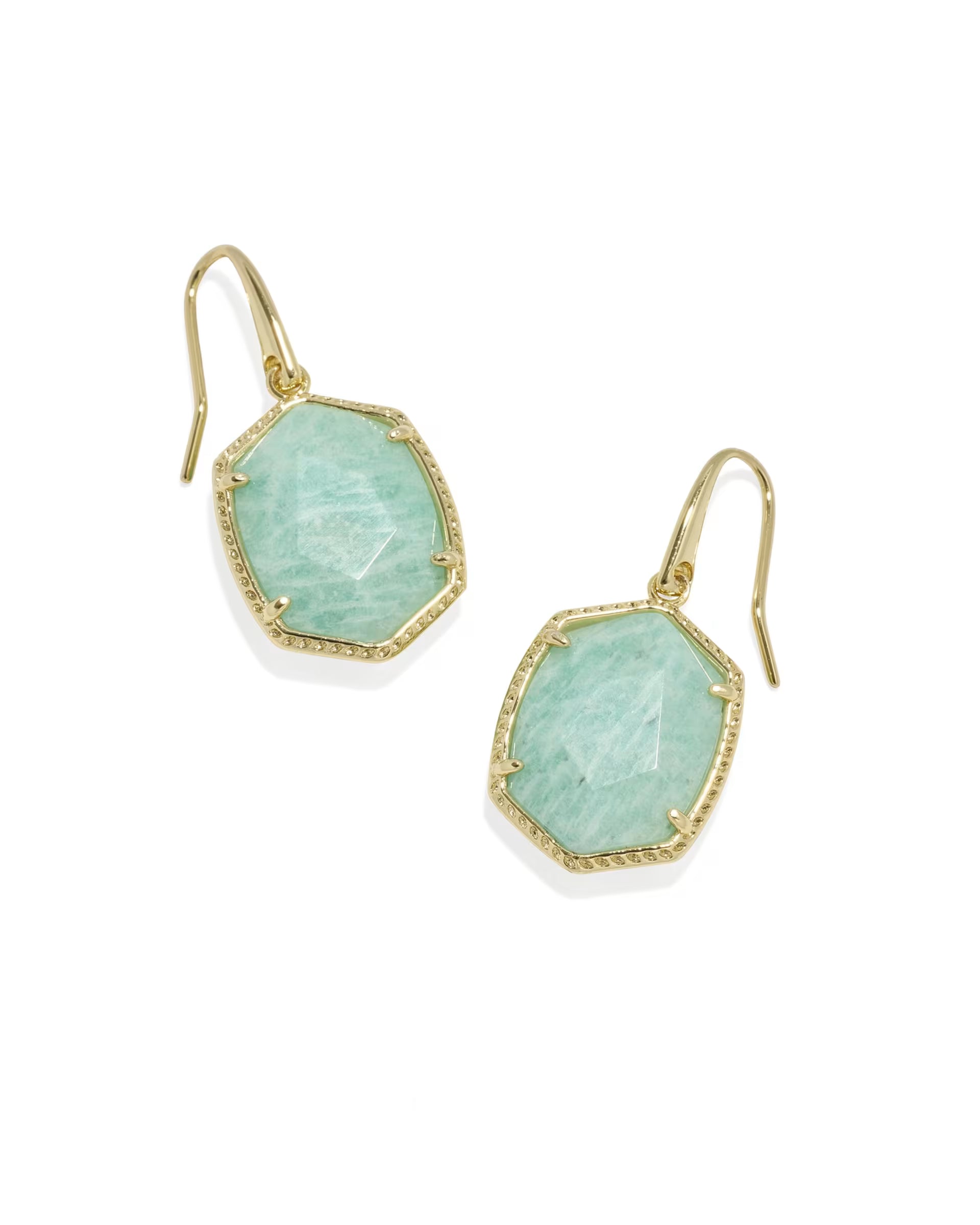 Daphne Gold Frame Drop Earrings - Teal Amazonite