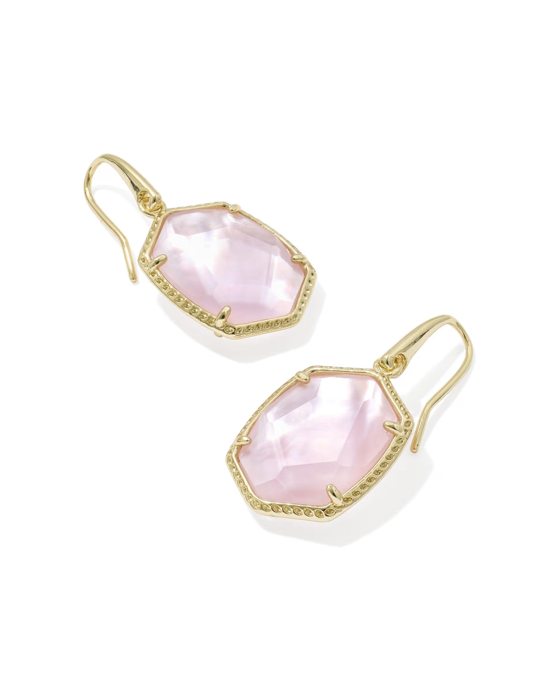 Daphne Gold Frame Drop Earrings - Light Pink Mother of Pearl