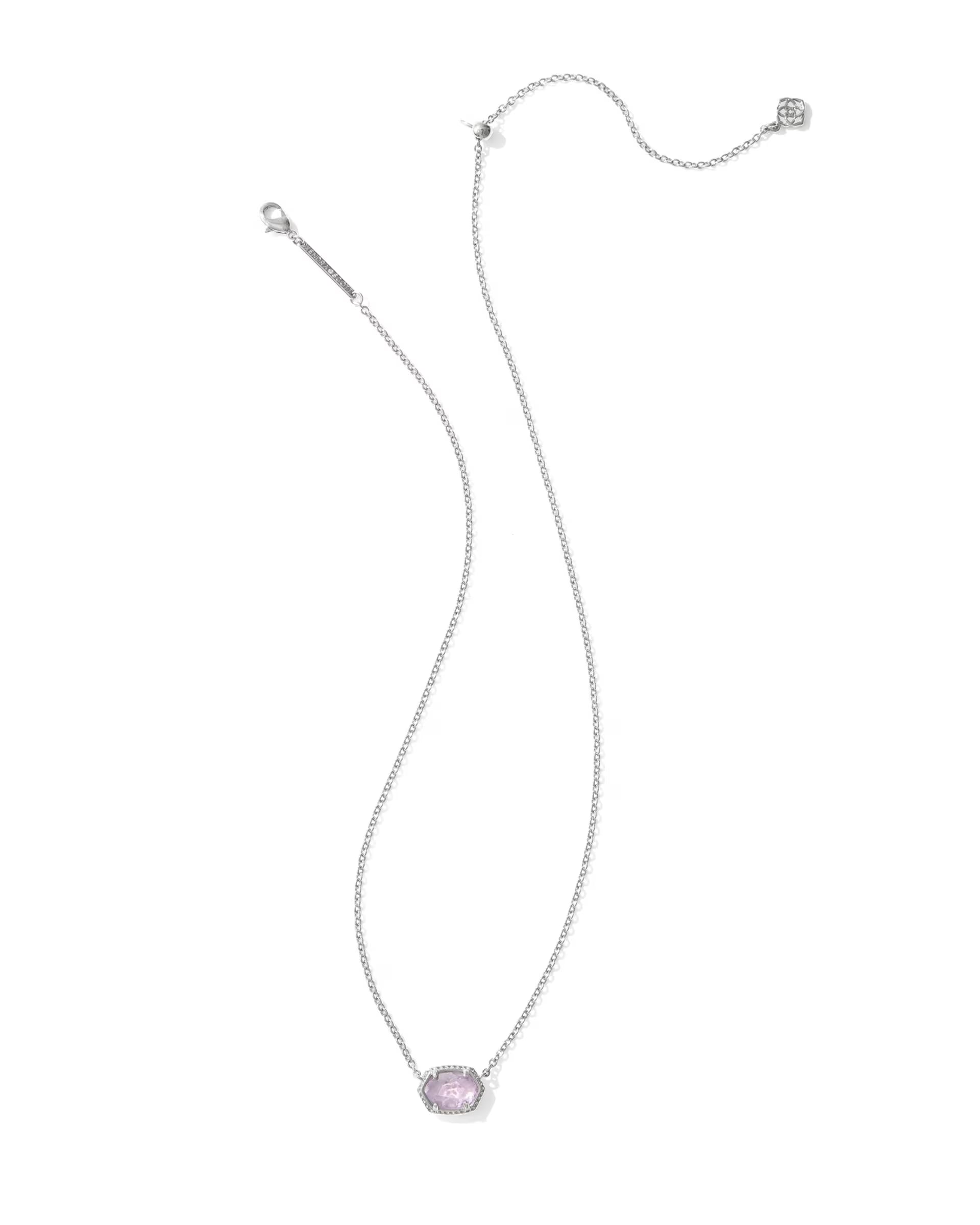 Daphne Silver Frame Short Pendant Necklace - Amethyst