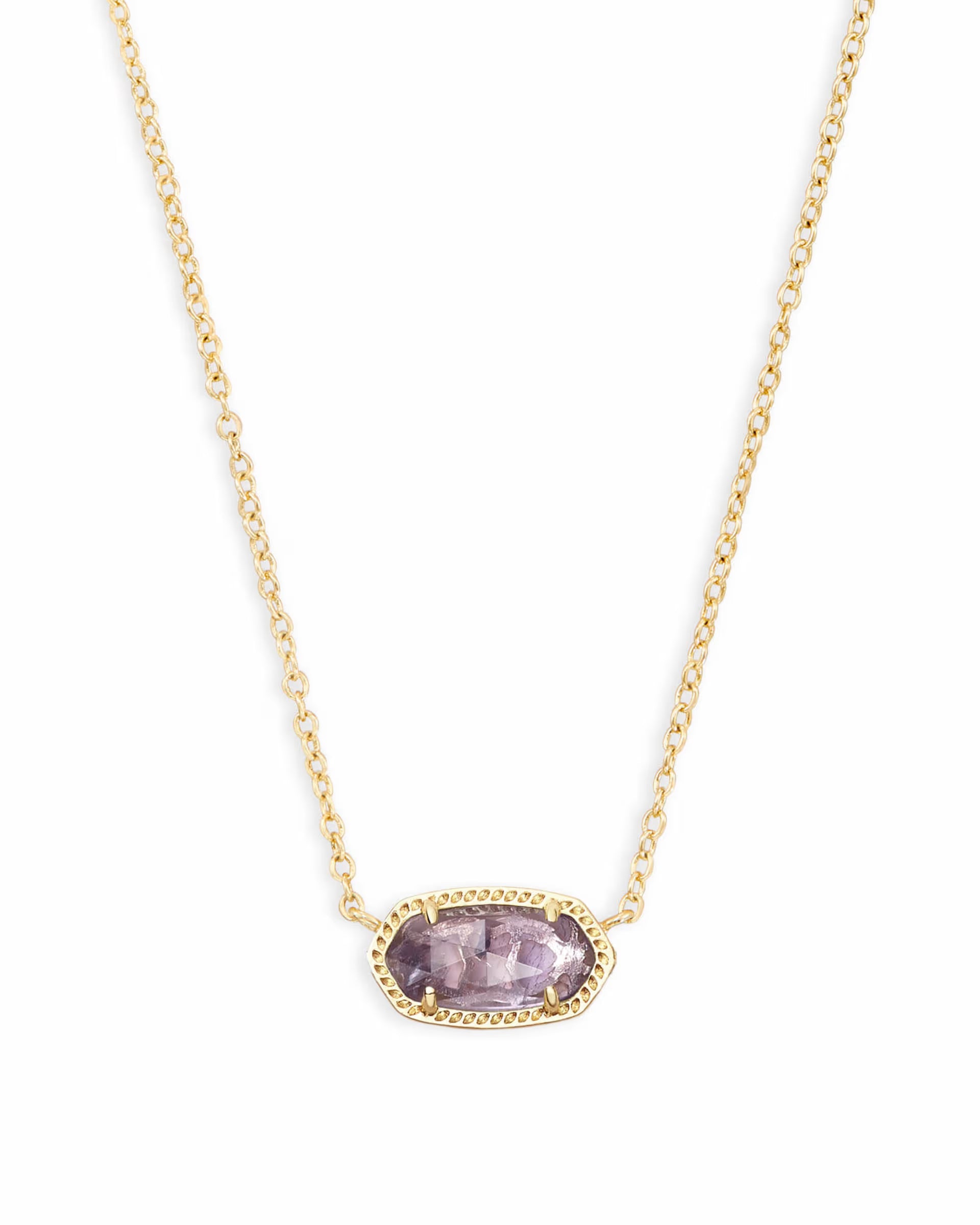 Elisa Gold Short Pendant Necklace - Purple Amethyst