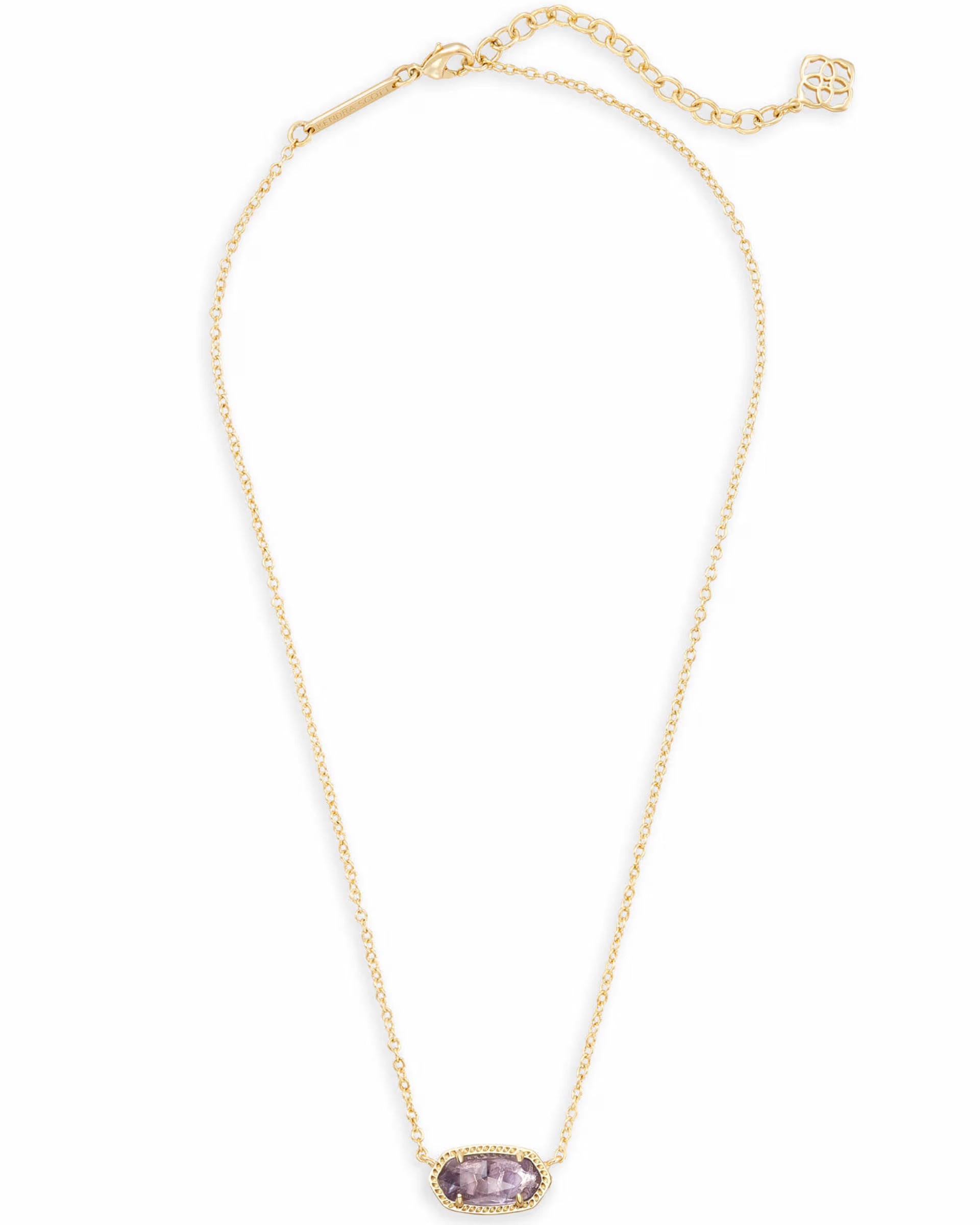 Elisa Gold Short Pendant Necklace - Purple Amethyst