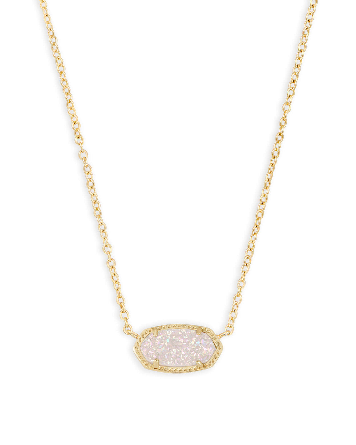 Elisa Gold Short Pendant Necklace - Iridescent Drusy