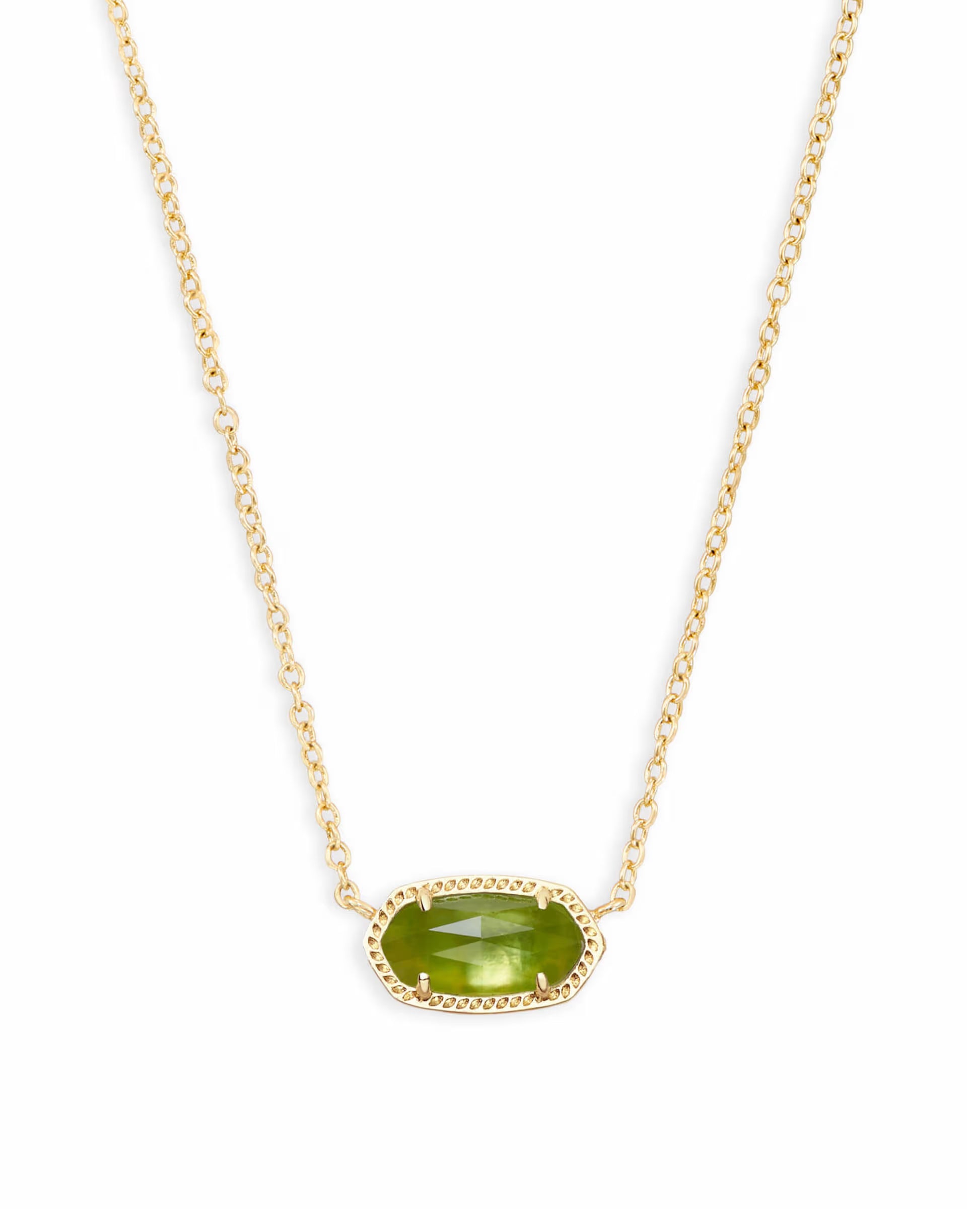 Elisa Gold Short Pendant Necklace - Peridot Illusion