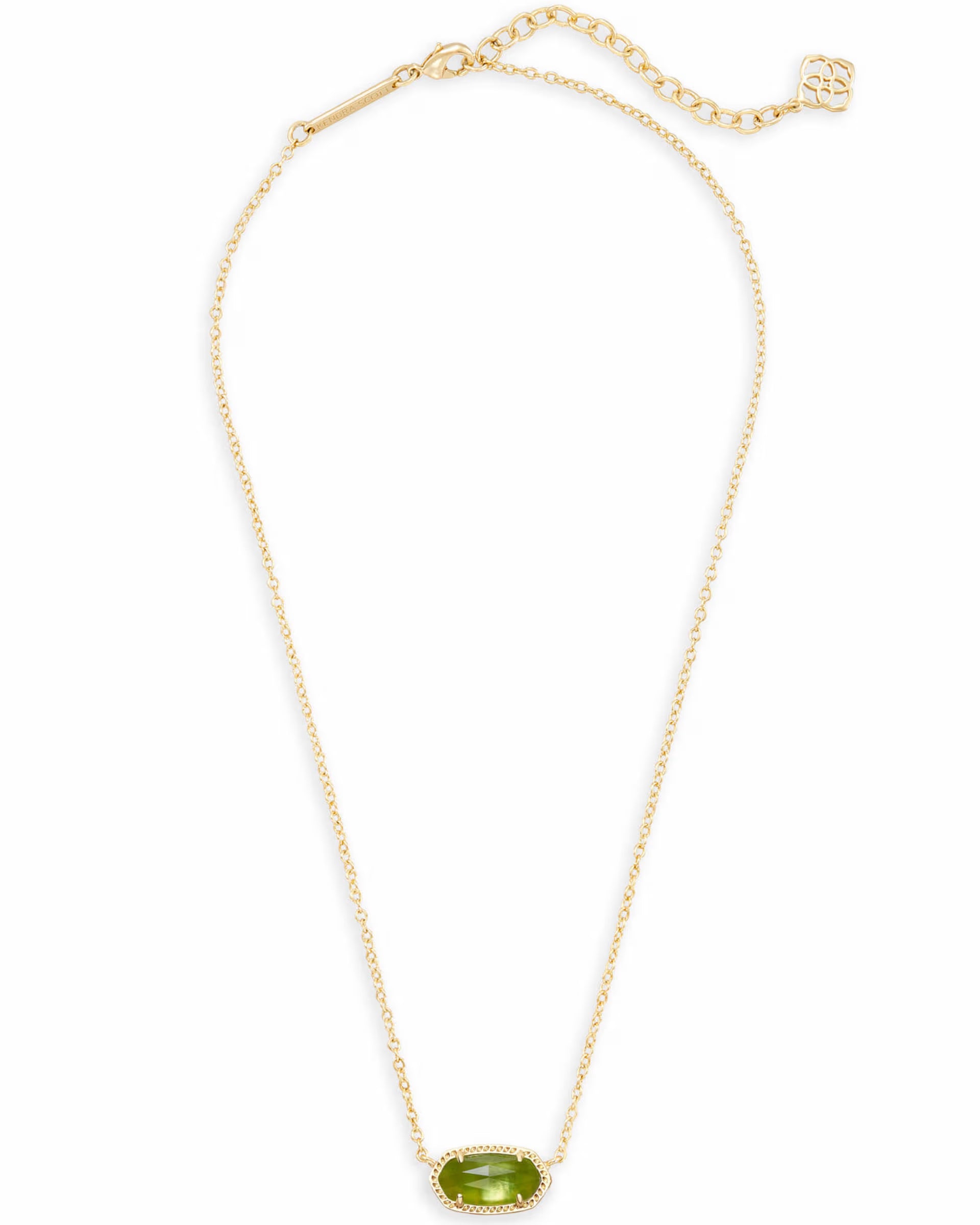 Elisa Gold Short Pendant Necklace - Peridot Illusion