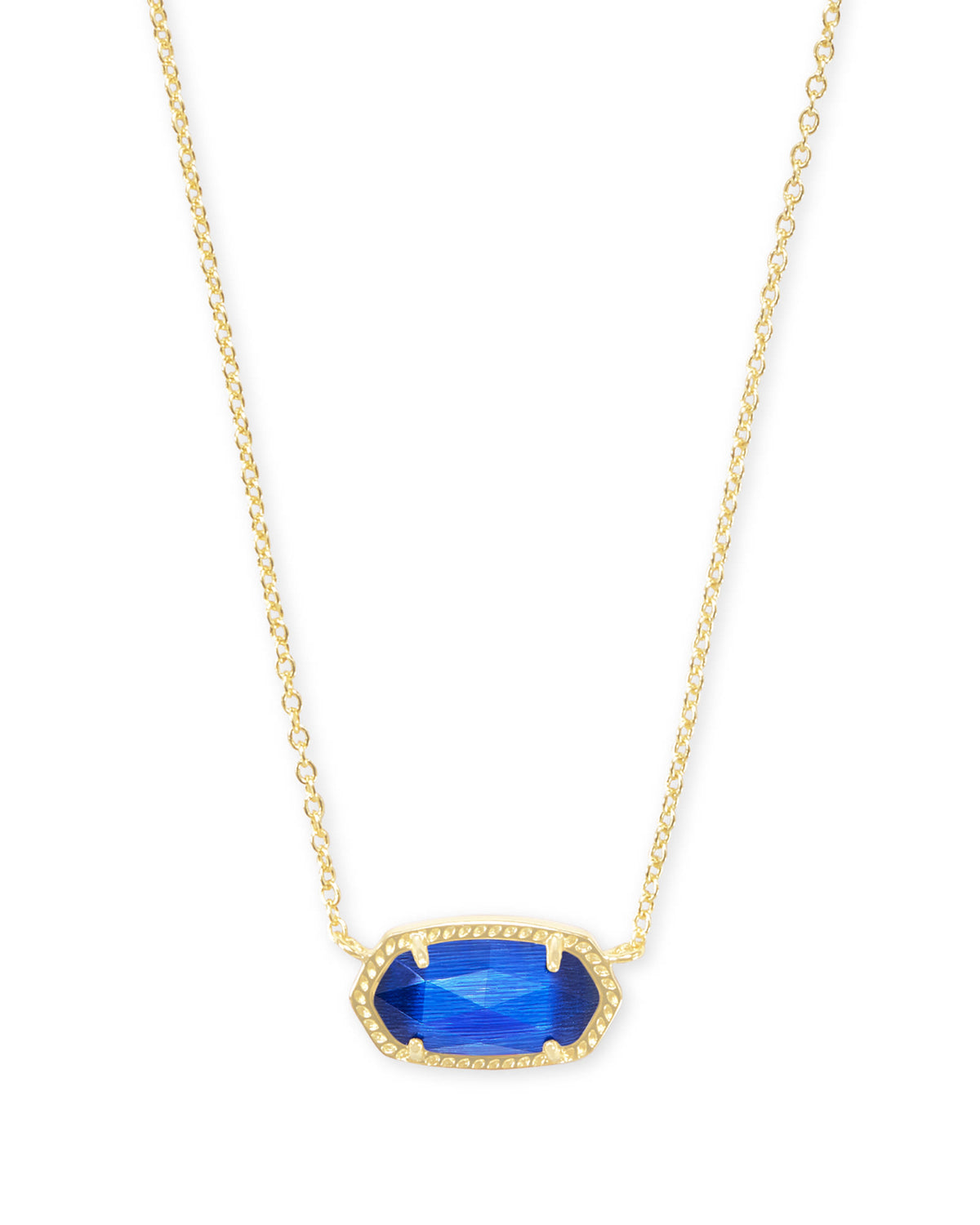 Elisa Gold Short Pendant Necklace - Cobalt Cat's Eye