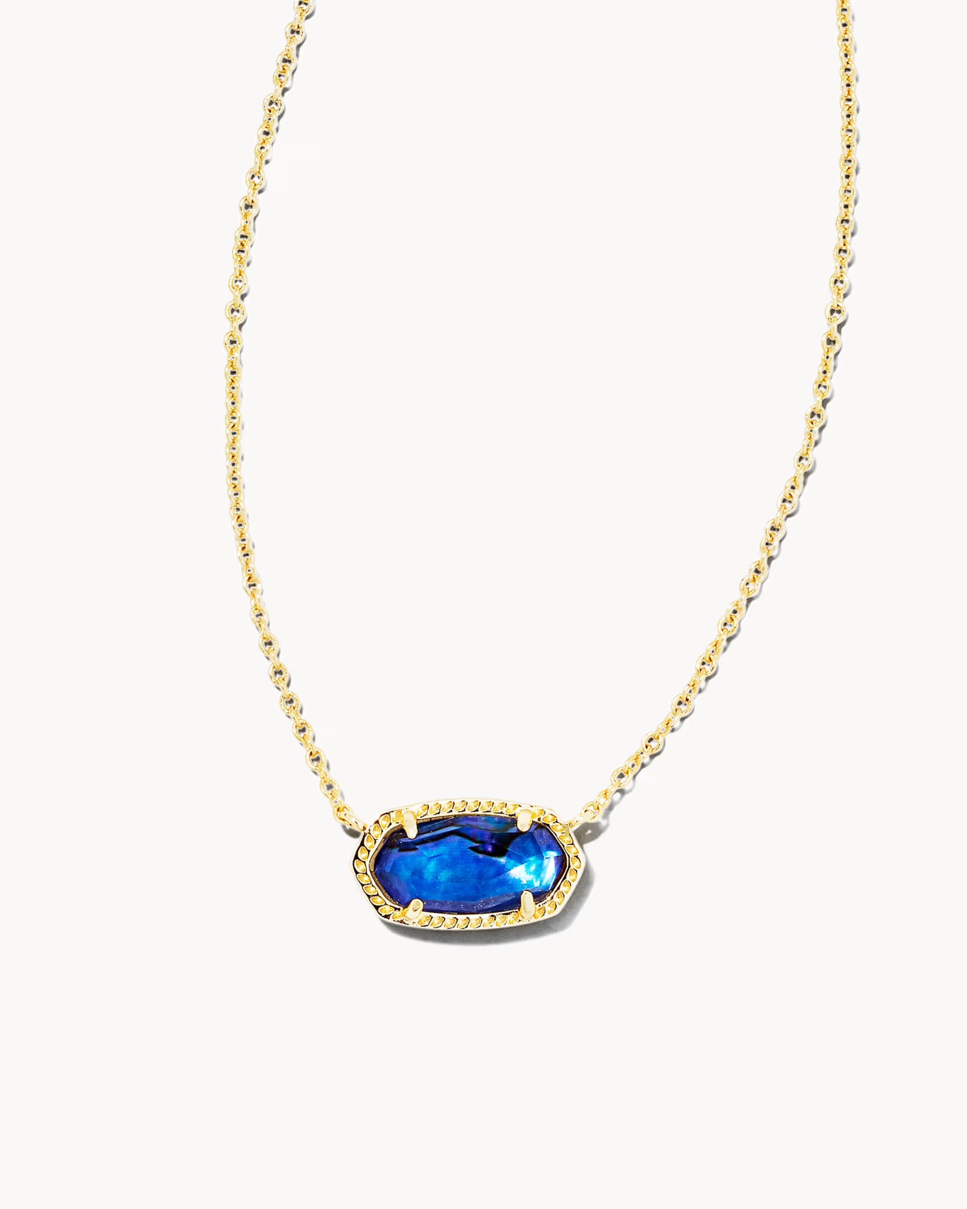 Elisa Gold Short Pendant Necklace - Navy Abalone